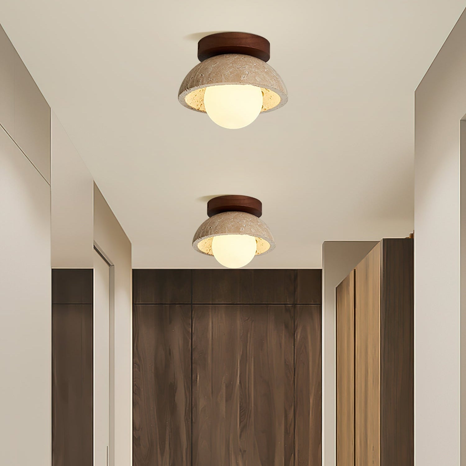 Ritta Minimalist Travertine Ceiling Light - Neutralighting