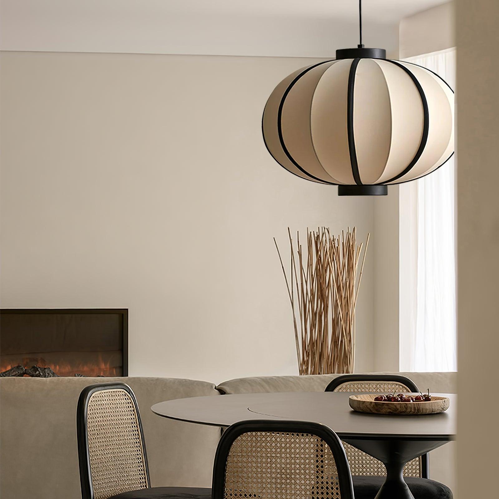 Pendant Lamp Fabric Lantern Shade Metal Frame Vintage - Neutralighting