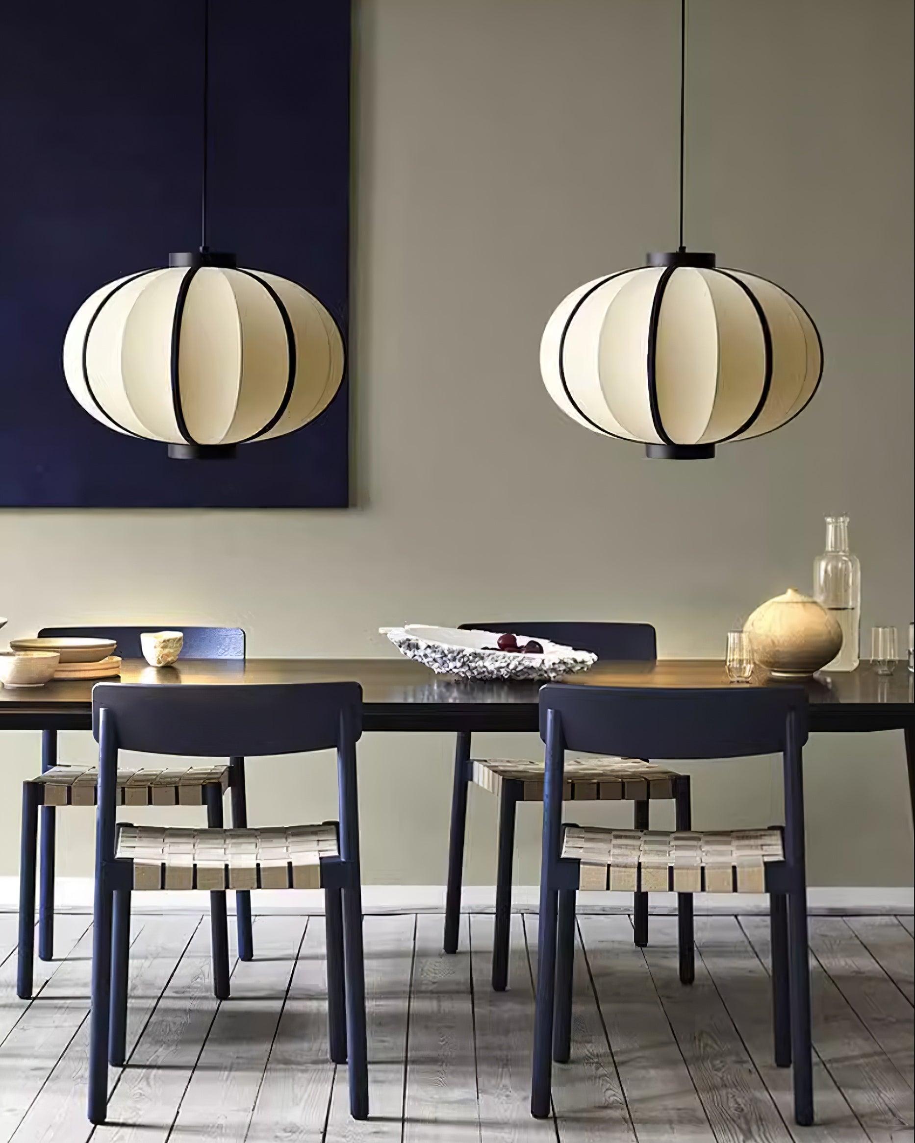 Pendant Lamp Fabric Lantern Shade Metal Frame Vintage - Neutralighting
