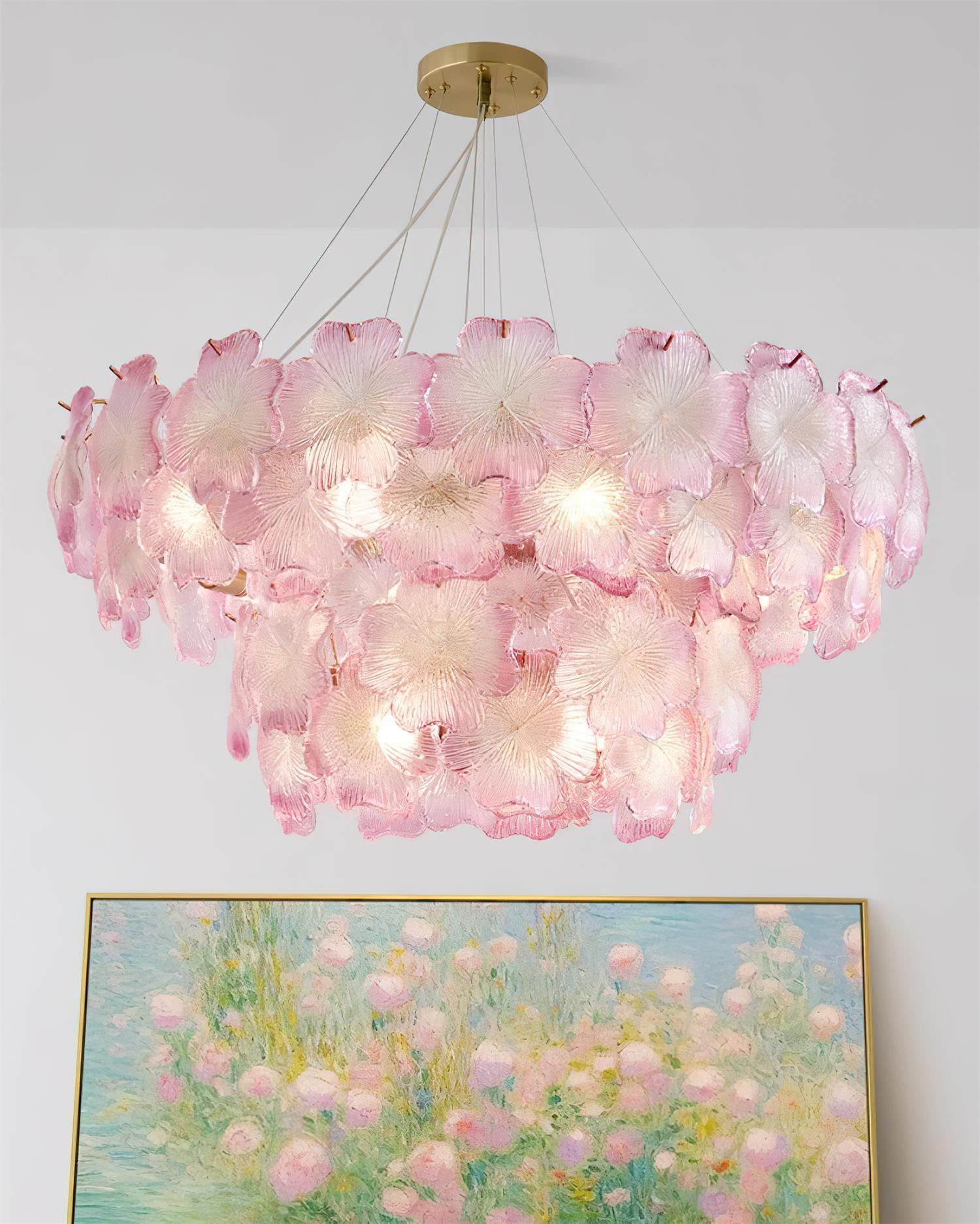 Ophelis Pink Flower Glass Chandelier - Neutralighting