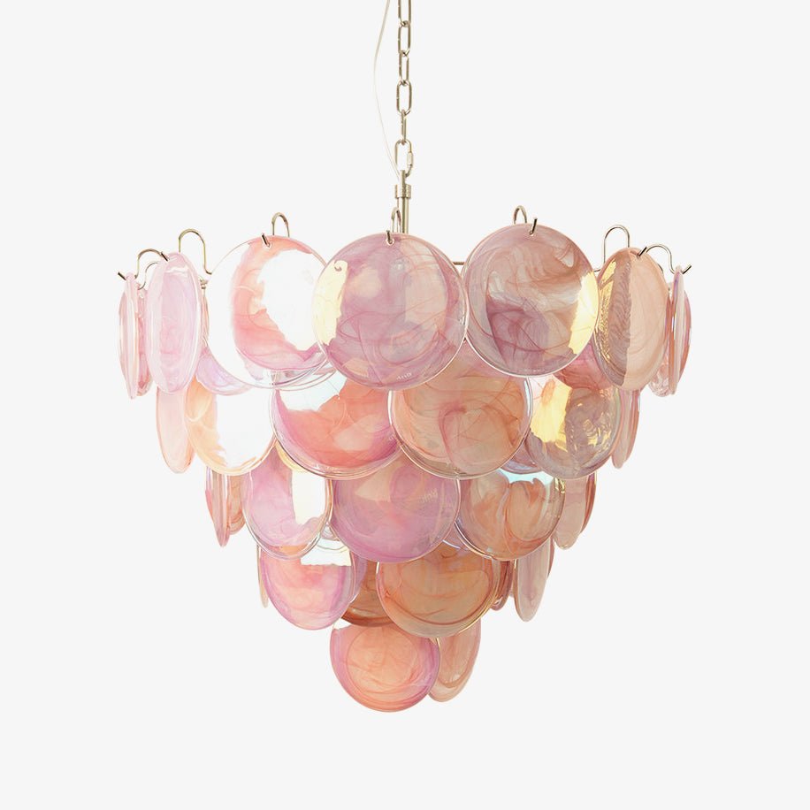 Aurora Chandelier Pink Murano Disc Layered