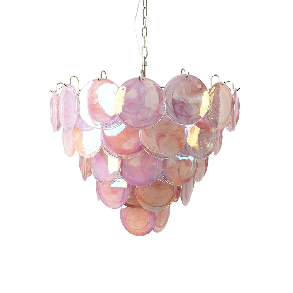Aurora Chandelier Pink Murano Disc Layered