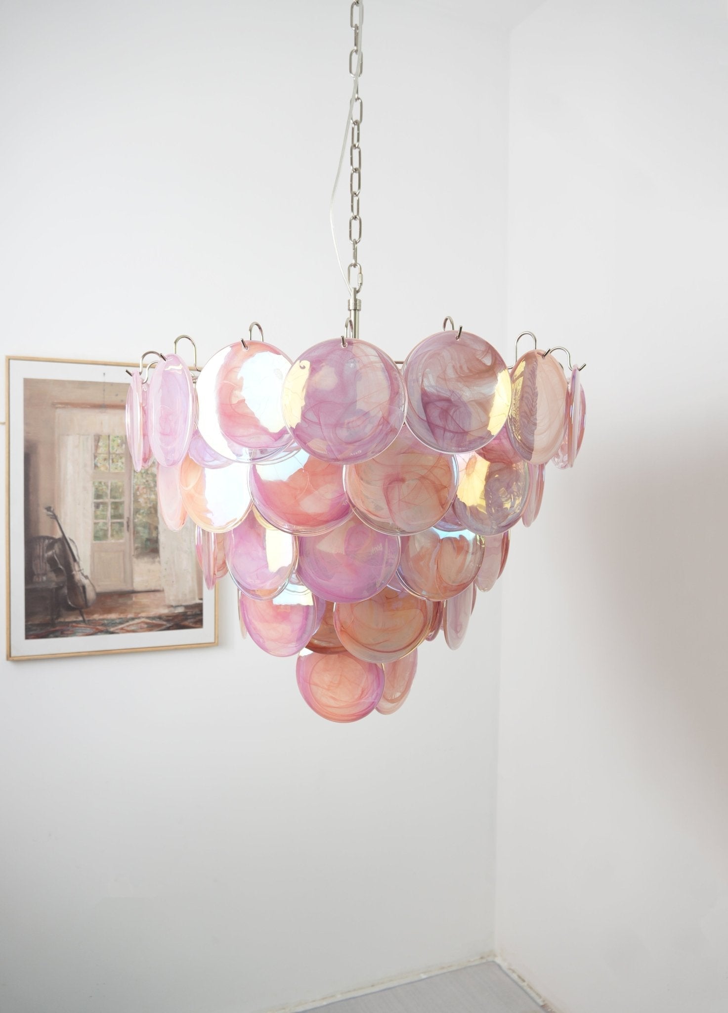 Aurora Chandelier Pink Murano Disc Layered