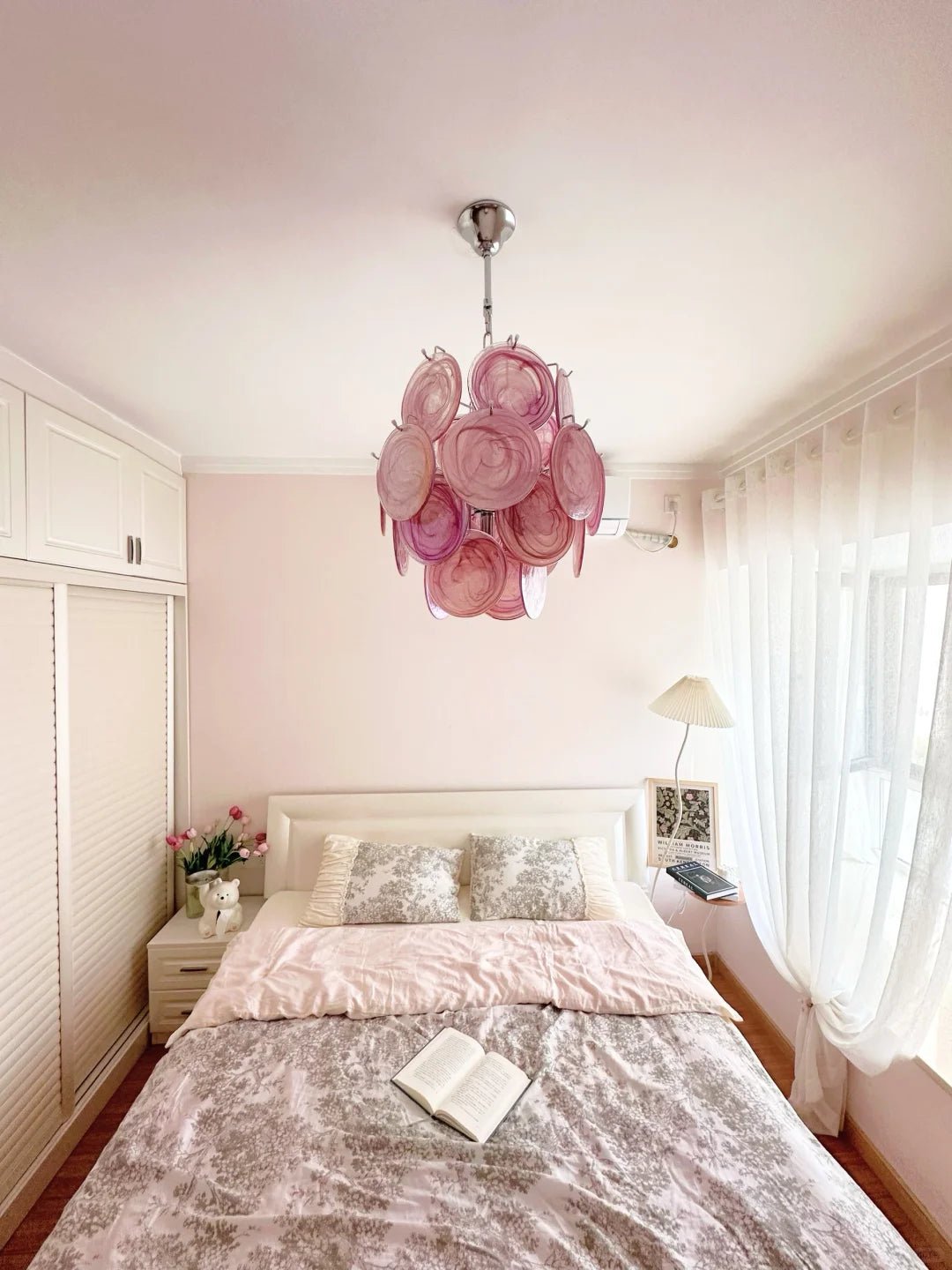 Aurora Chandelier Pink Murano Glass Disc Vintage Charm