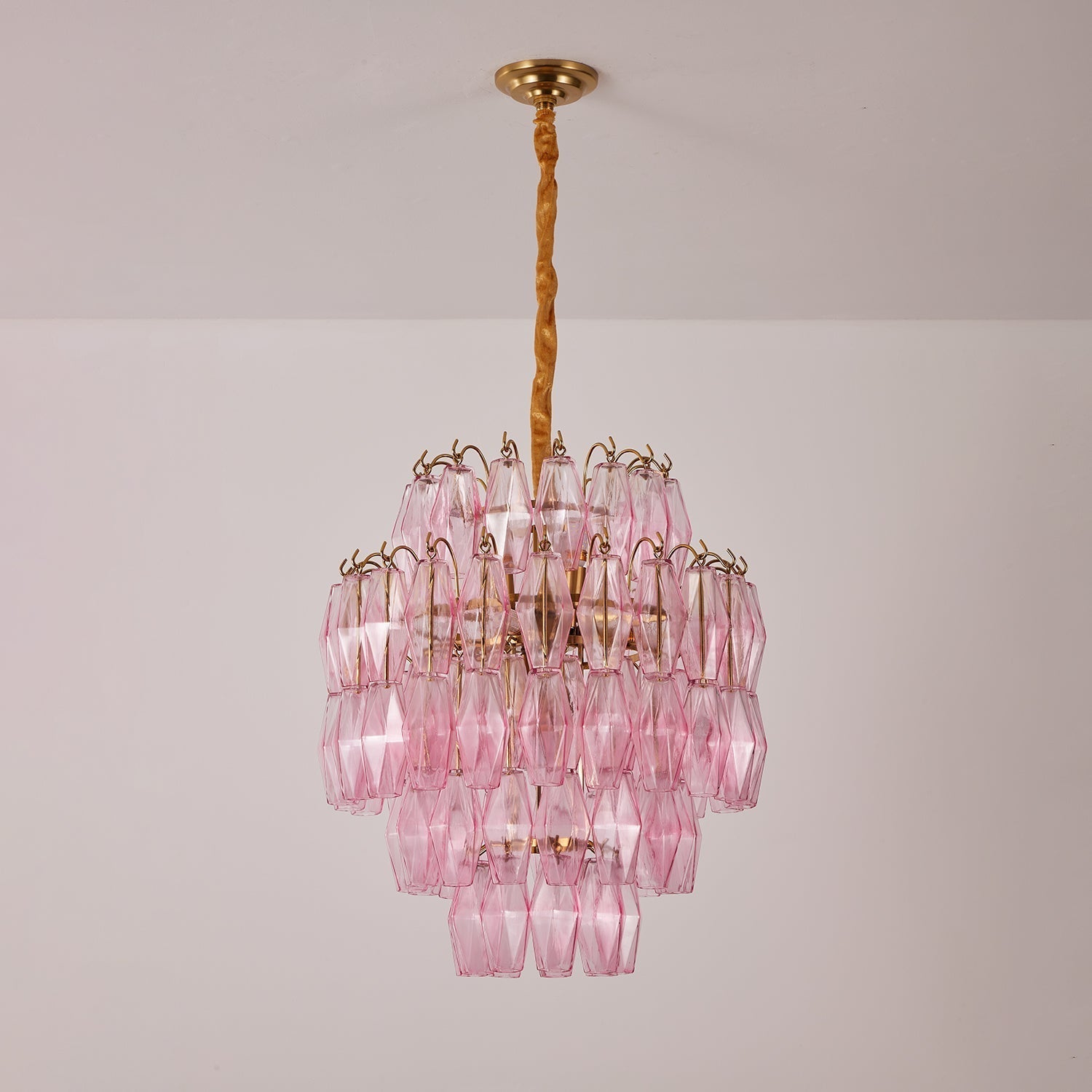 Aurora Chandelier Pink Murano Glass Layered Glam