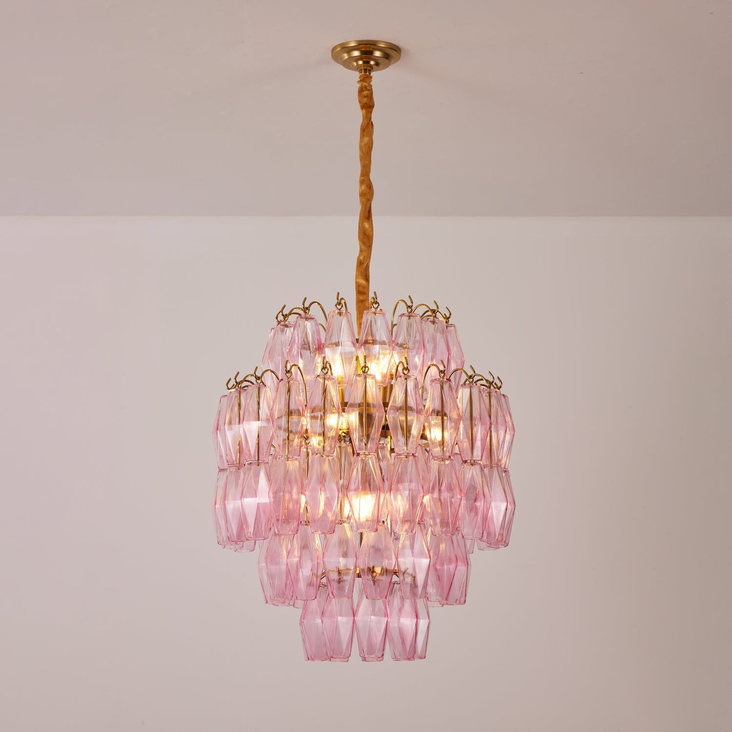 Aurora Chandelier Pink Murano Glass Layered Glam