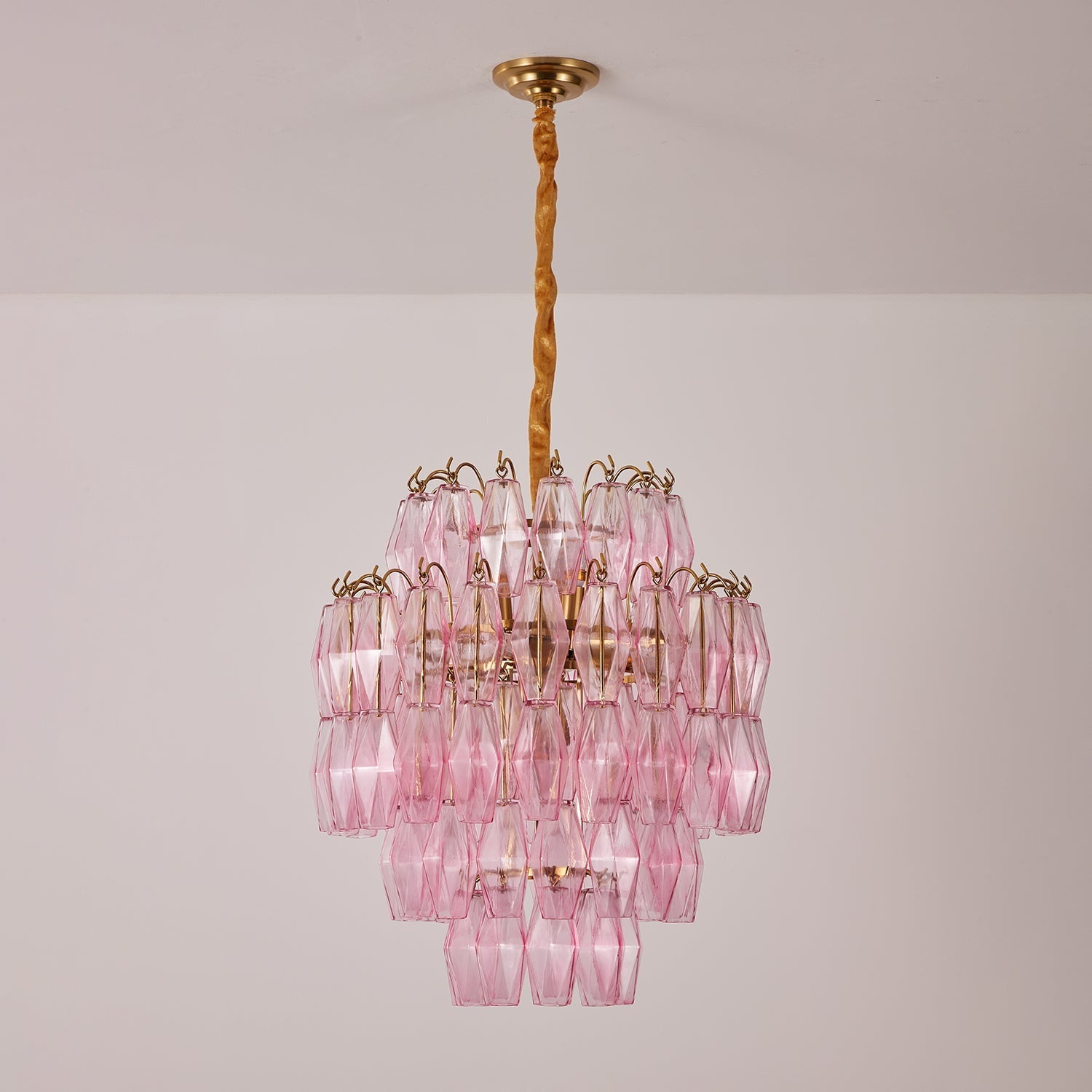 Aurora Chandelier Pink Murano Glass Layered Glam
