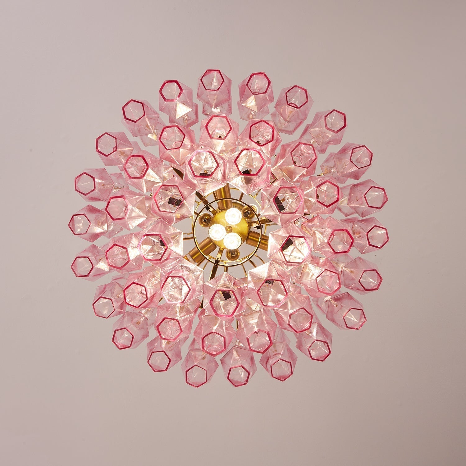 Aurora Chandelier Pink Murano Glass Layered Glam