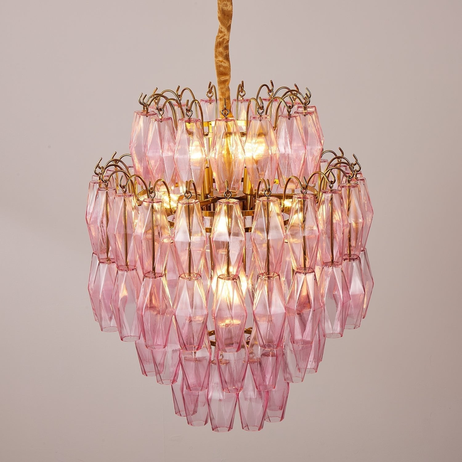 Aurora Chandelier Pink Murano Glass Layered Glam
