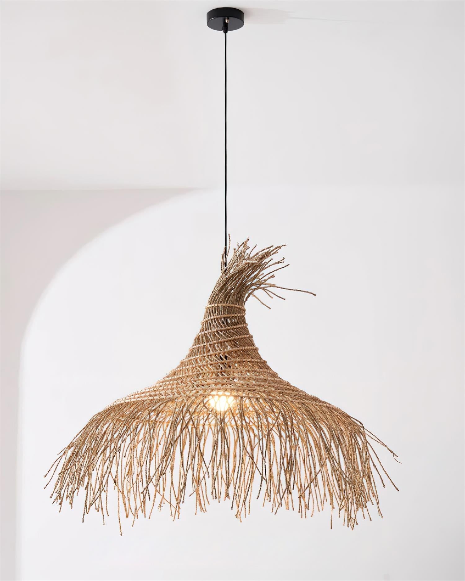 Pendant Light Handwoven Rattan Shade Metal Frame Bohemian Natural - Neutralighting