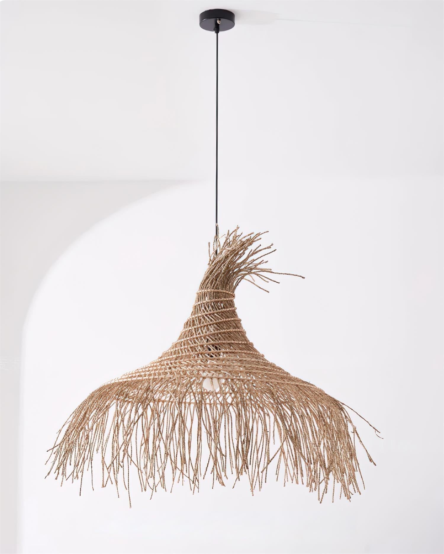 Pendant Light Handwoven Rattan Shade Metal Frame Bohemian Natural - Neutralighting