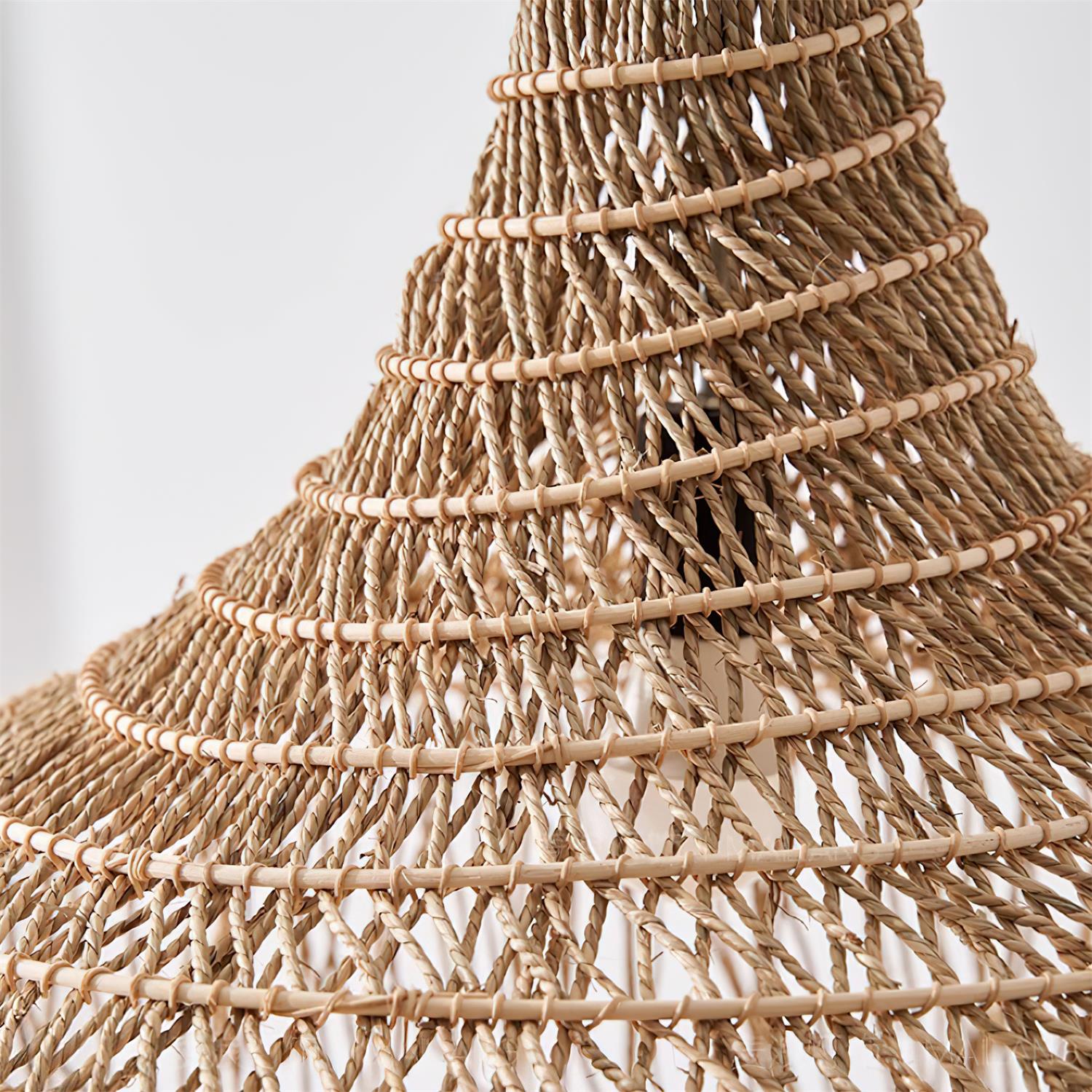 Pendant Light Handwoven Rattan Shade Metal Frame Bohemian Natural - Neutralighting