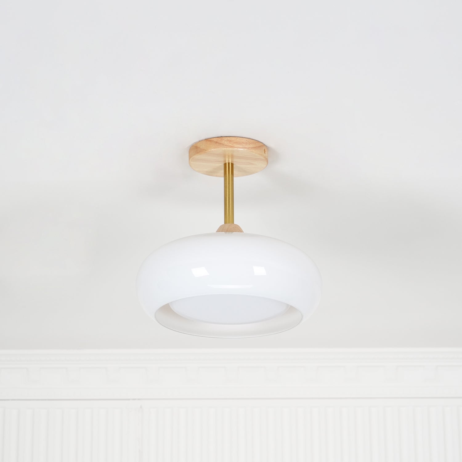 Charlotte Flush Mount Ceiling Light Glass Wood &Orange&White - Neutralighting