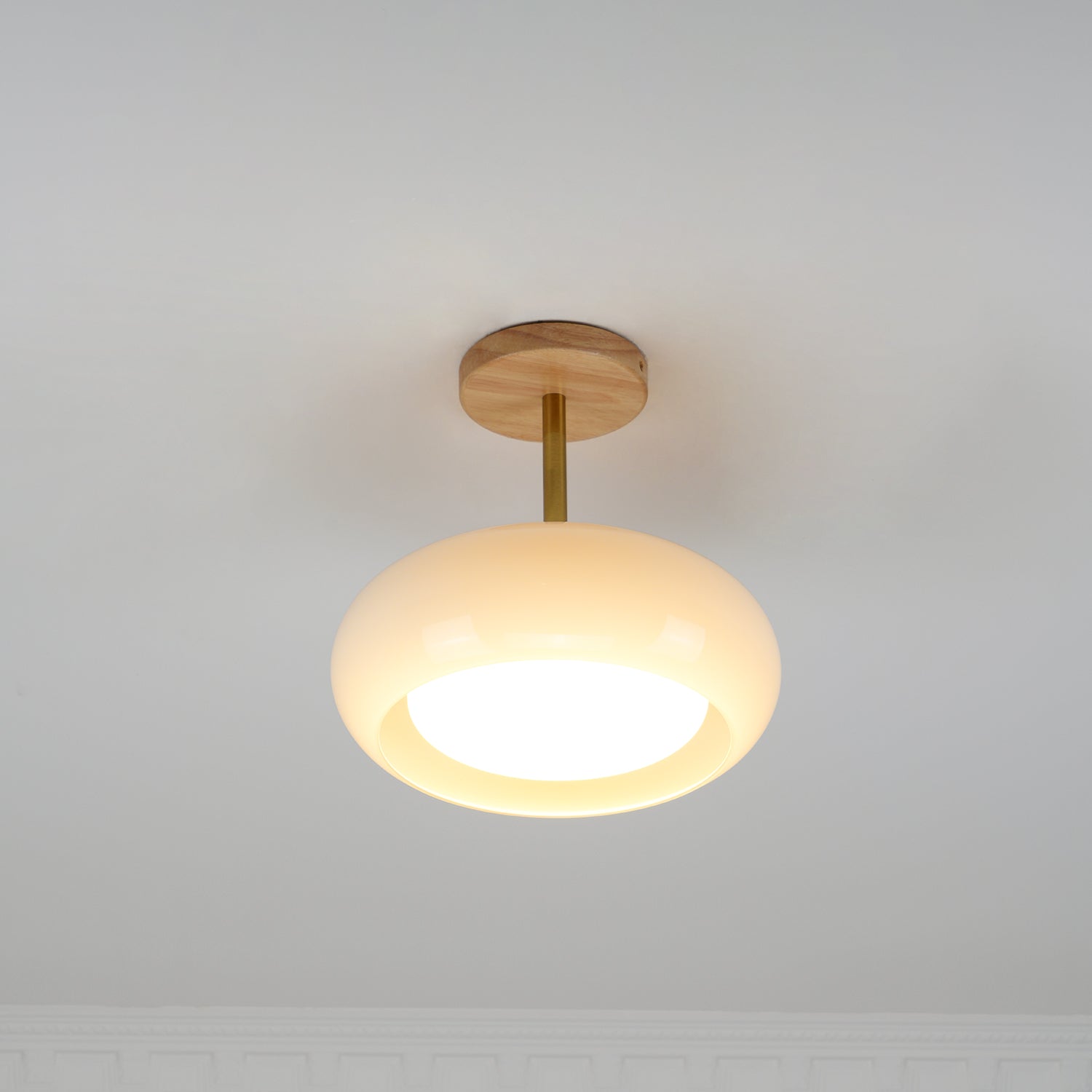 Charlotte Flush Mount Ceiling Light Glass Wood &Orange&White - Neutralighting