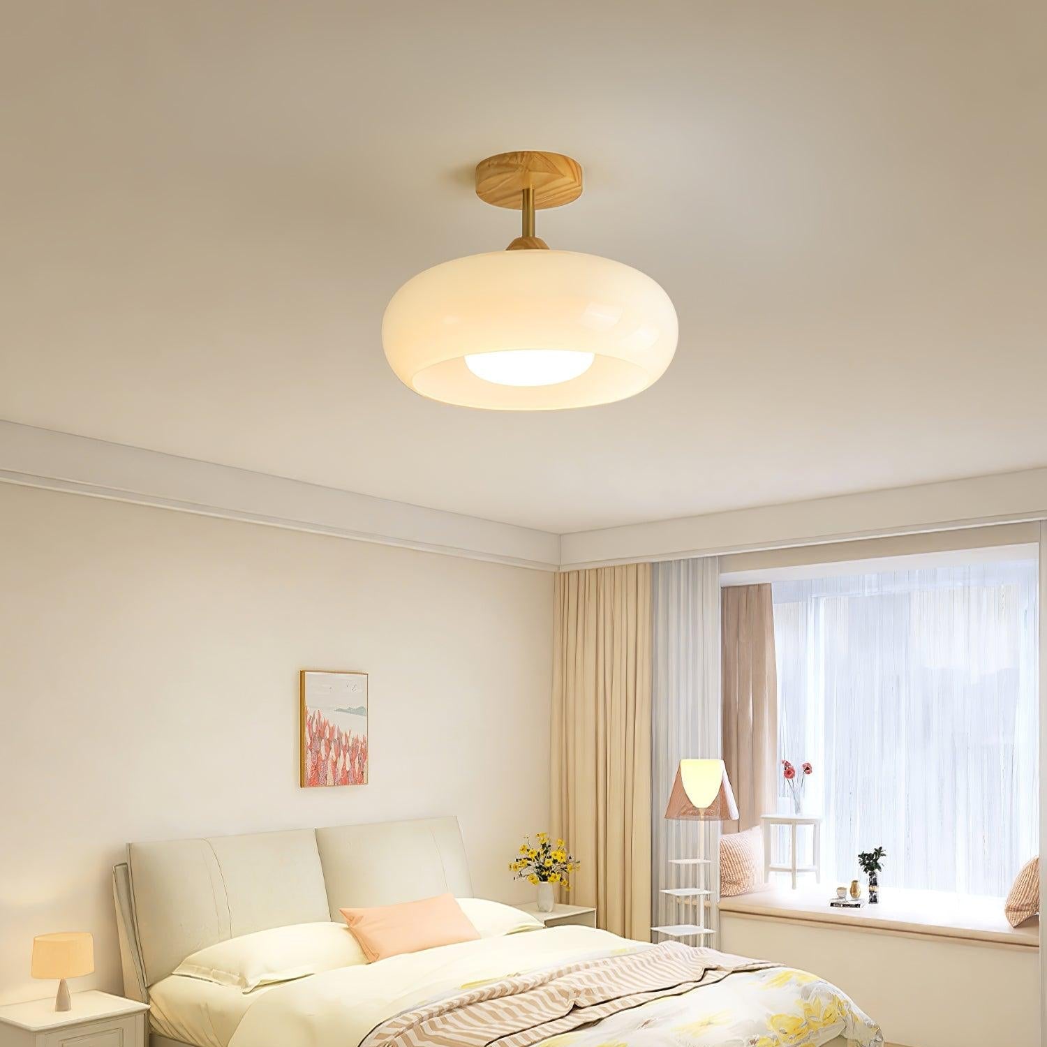 Charlotte Flush Mount Ceiling Light Glass Wood &Orange&White - Neutralighting