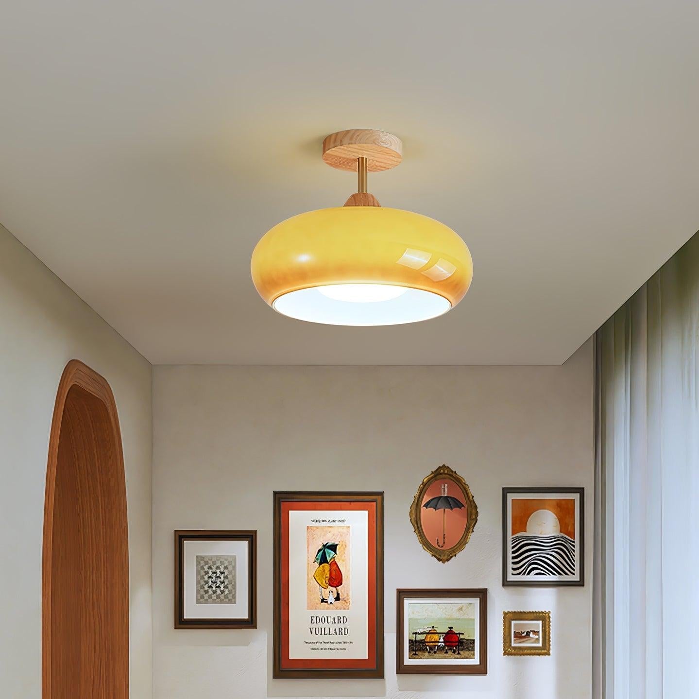 Charlotte Flush Mount Ceiling Light Glass Wood &Orange&White - Neutralighting