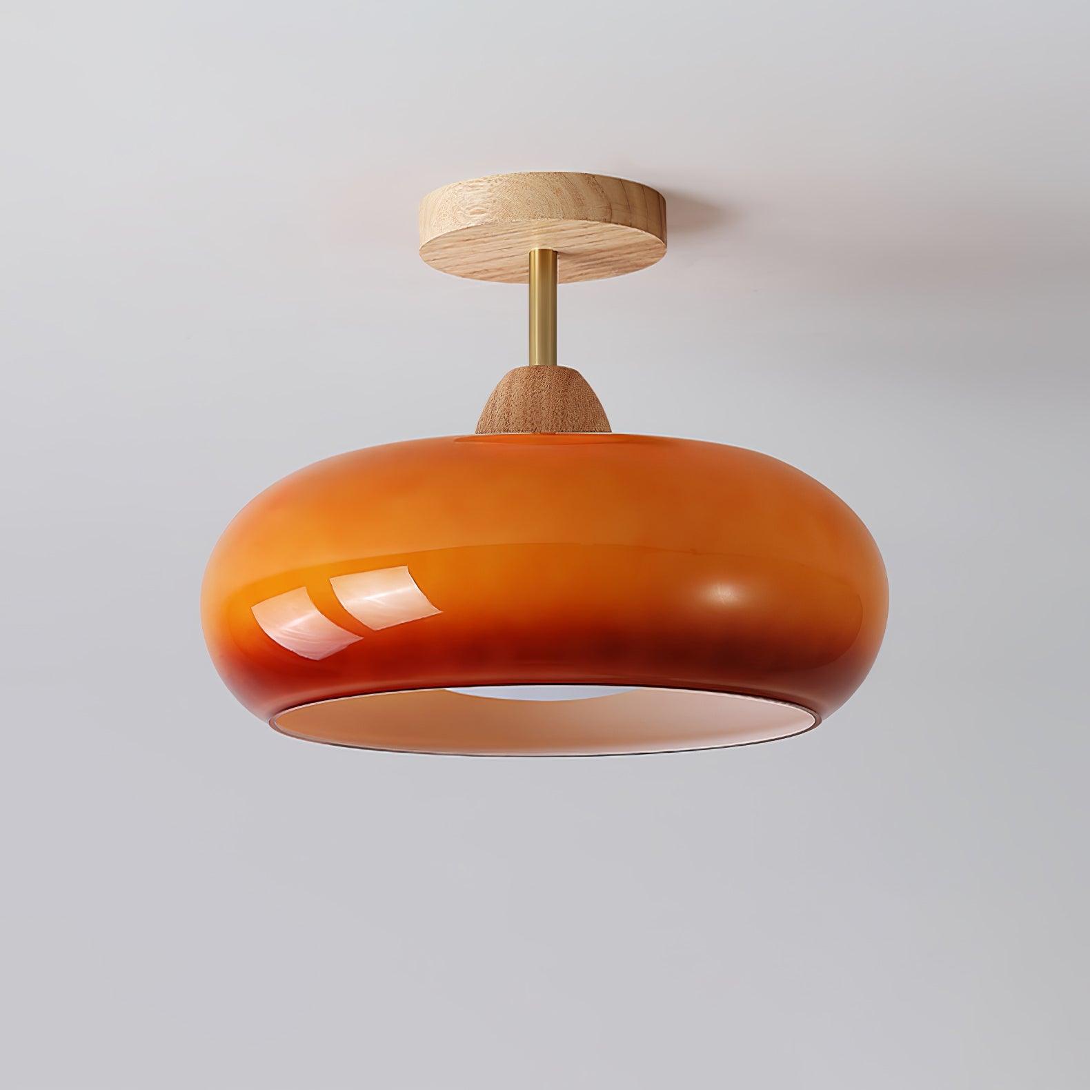 Charlotte Flush Mount Ceiling Light Glass Wood &Orange&White - Neutralighting