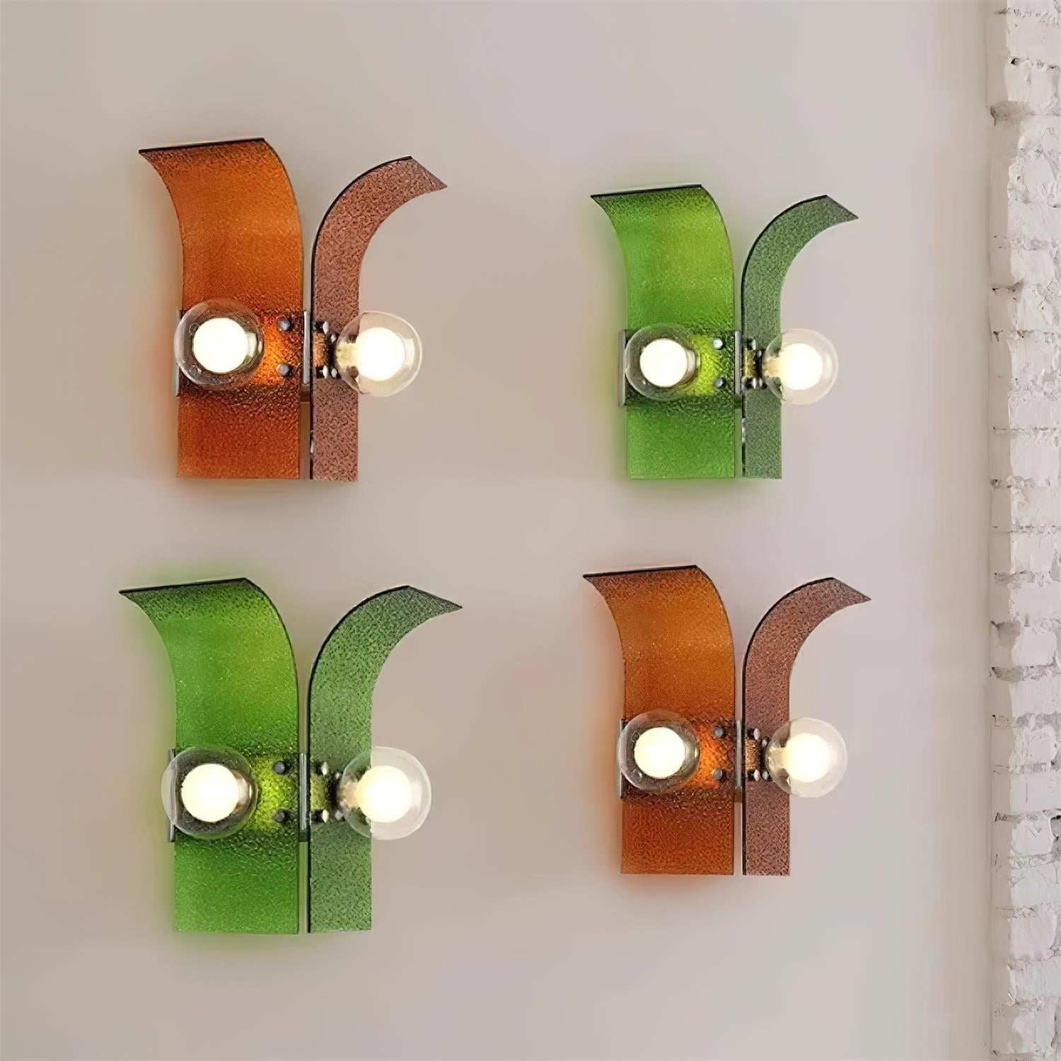 Wall Light Textured Glass Panels Dual Globes - Neutralighting