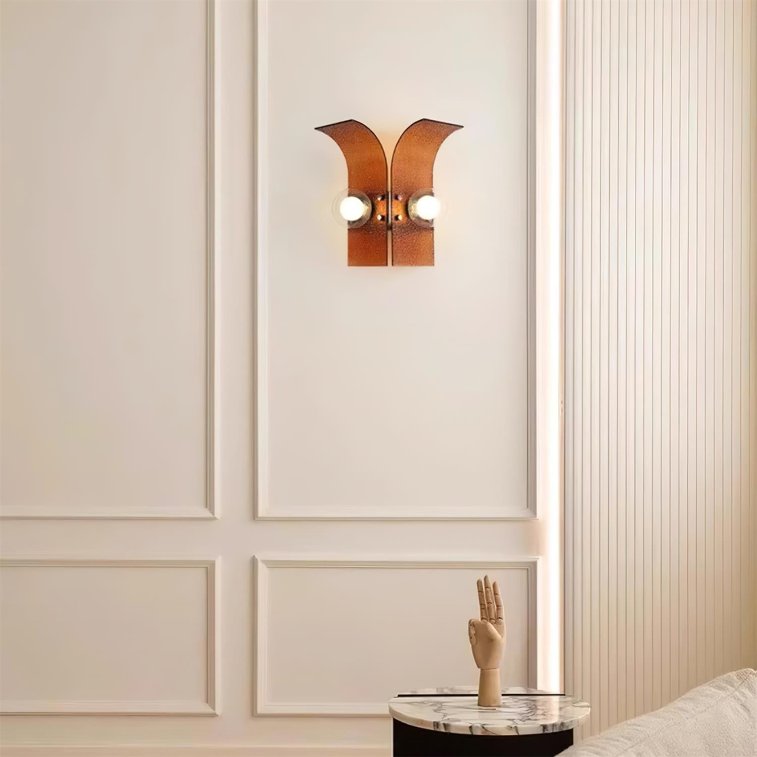Wall Light Textured Glass Panels Dual Globes - Neutralighting
