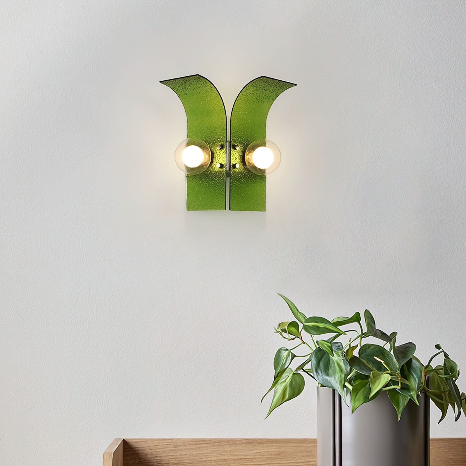 Wall Light Textured Glass Panels Dual Globes - Neutralighting