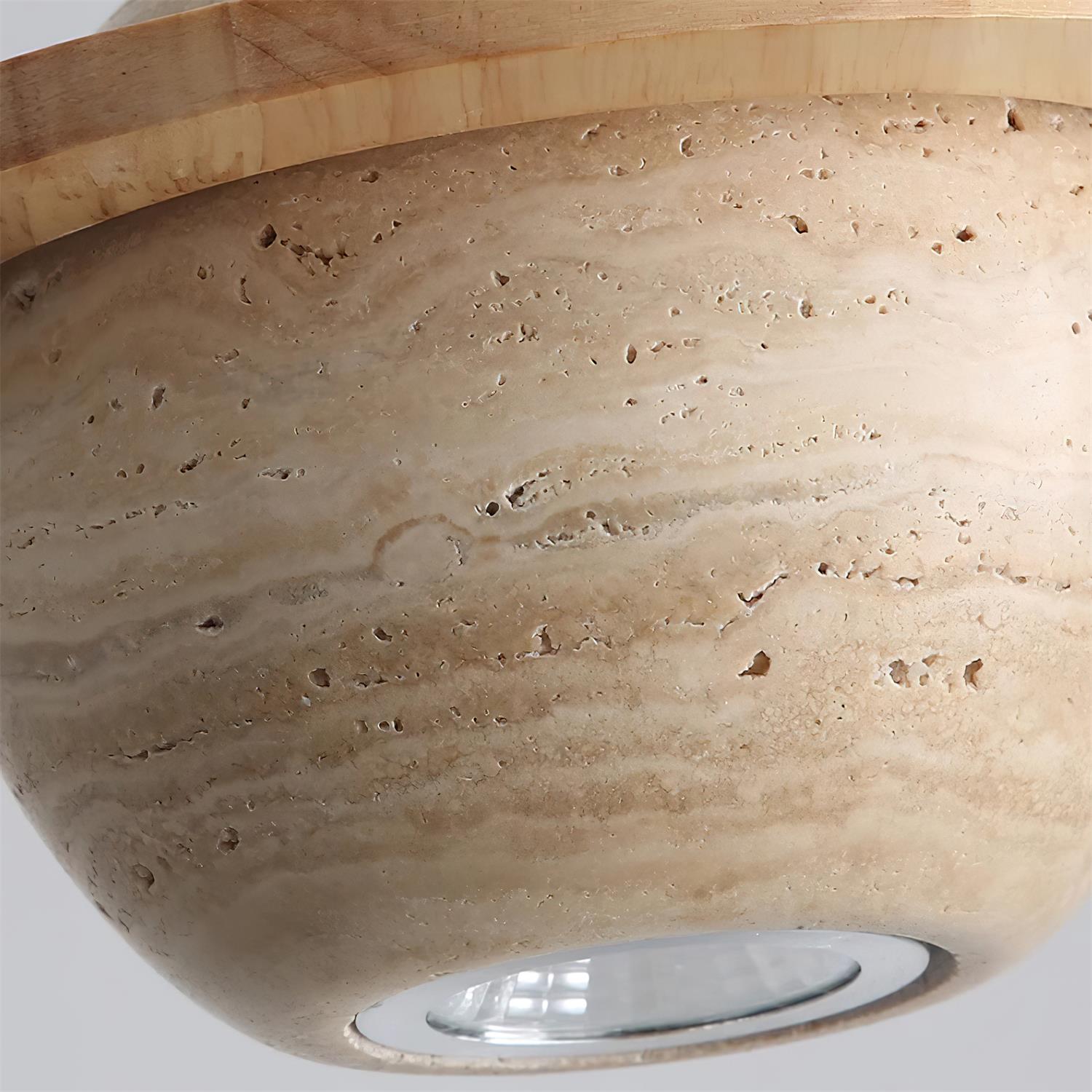 Pendant Light Travertine Planet Walnut Wood Ambient Minimalist - Neutralighting