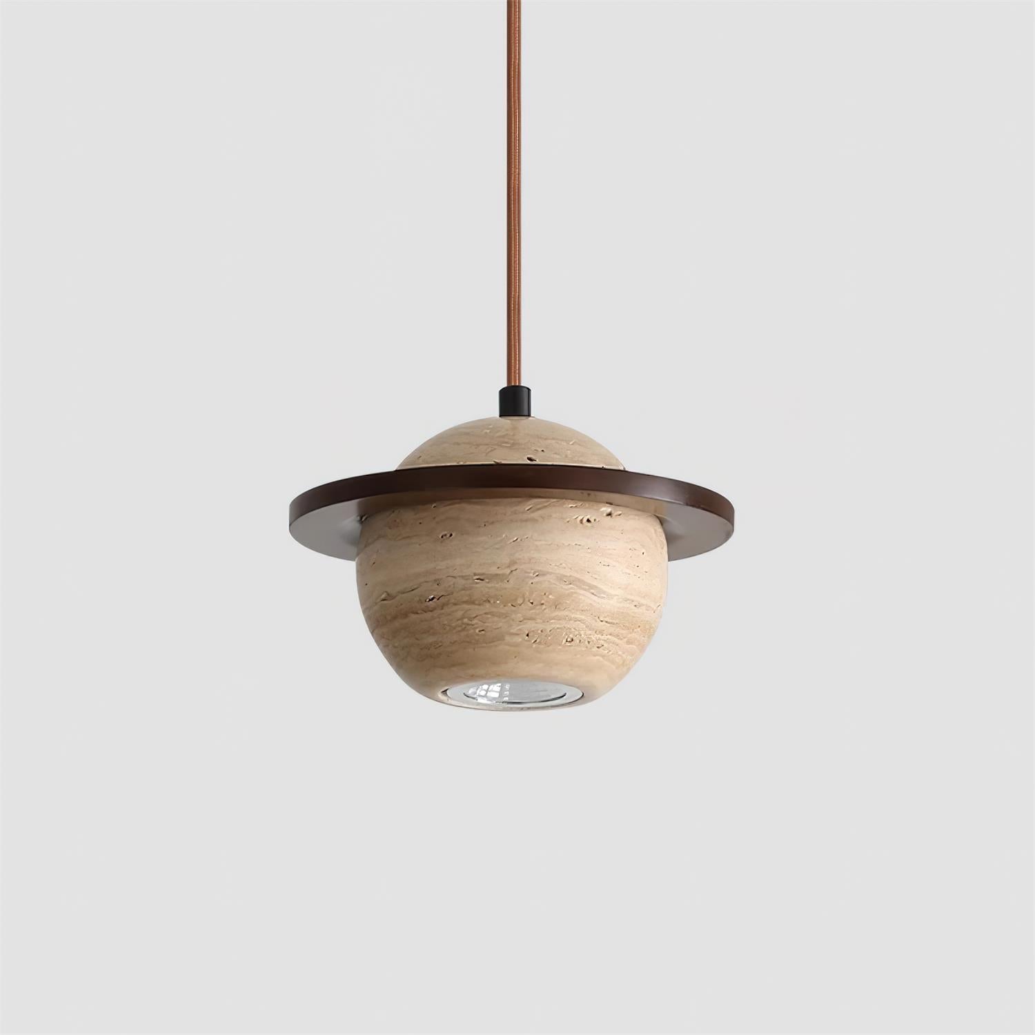 Pendant Light Travertine Planet Walnut Wood Ambient Minimalist - Neutralighting