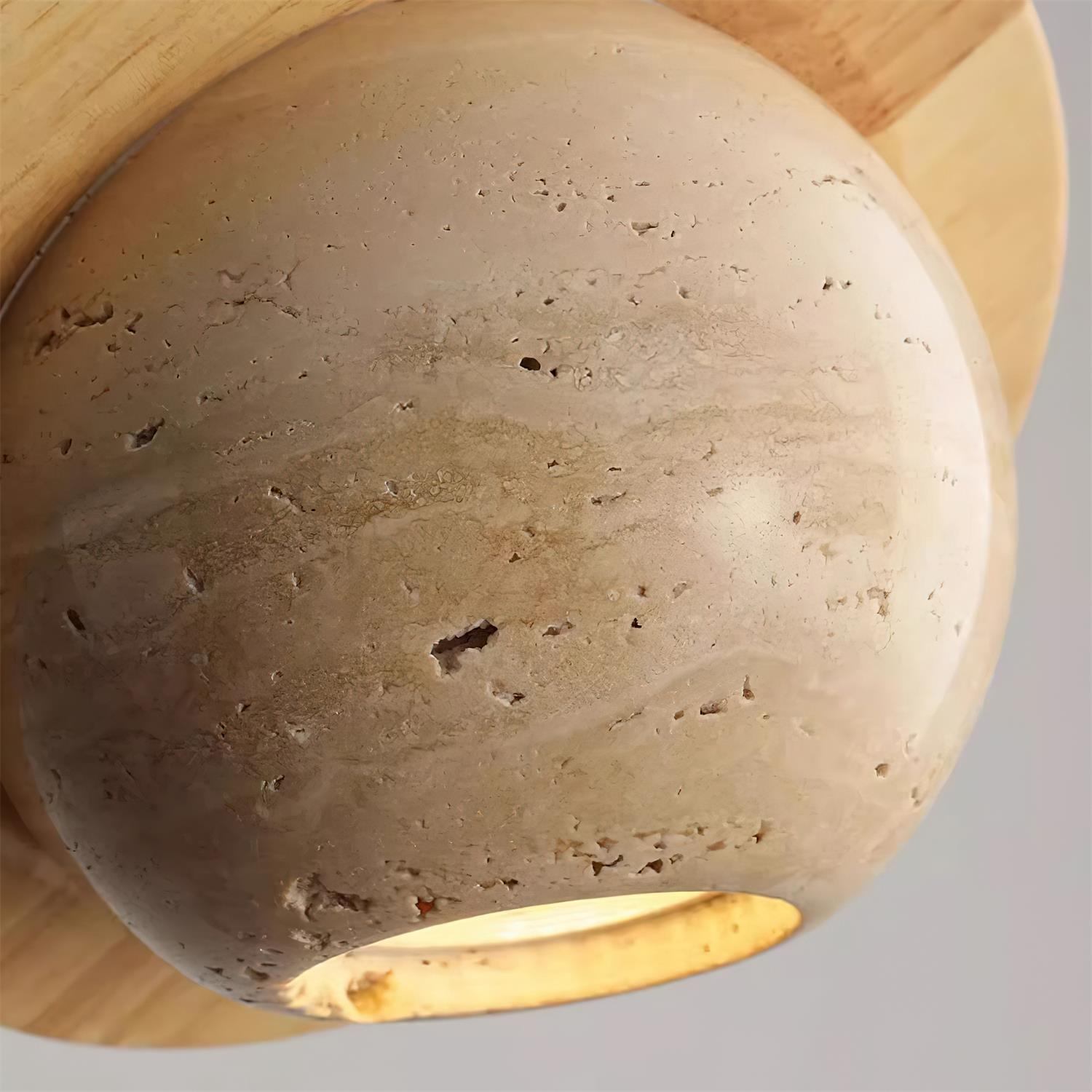Pendant Light Travertine Planet Walnut Wood Ambient Minimalist - Neutralighting