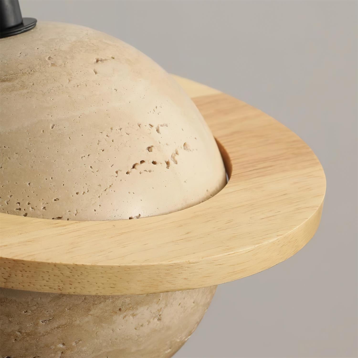 Pendant Light Travertine Planet Walnut Wood Ambient Minimalist - Neutralighting