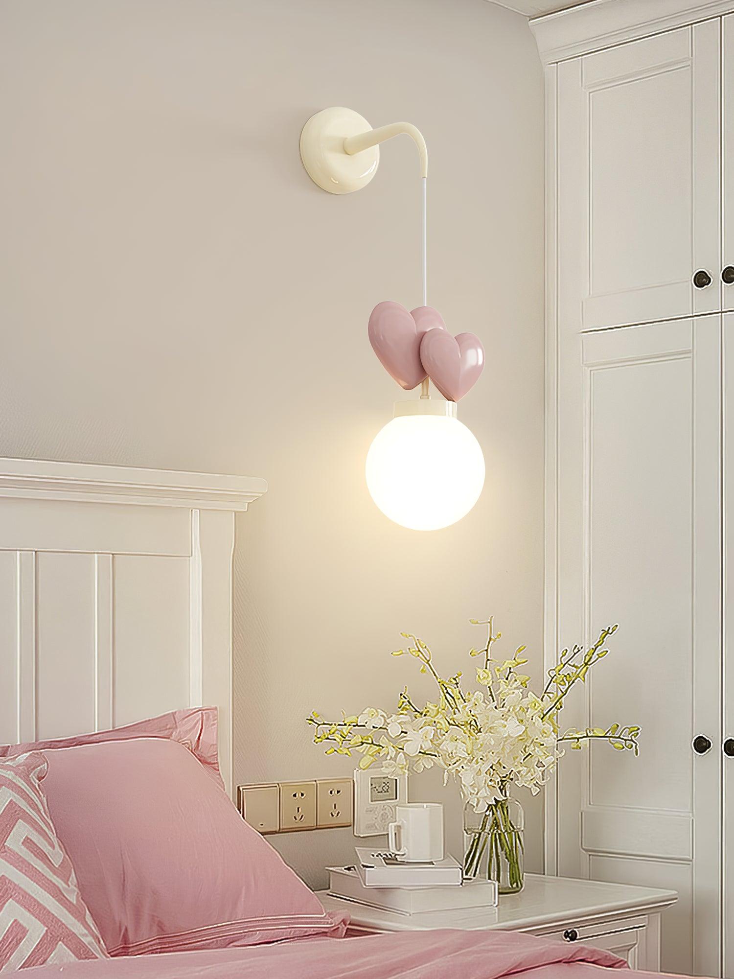 Wall Lamp Resin Heart Cluster Glass Globe Metal Mount Romantic - Neutralighting