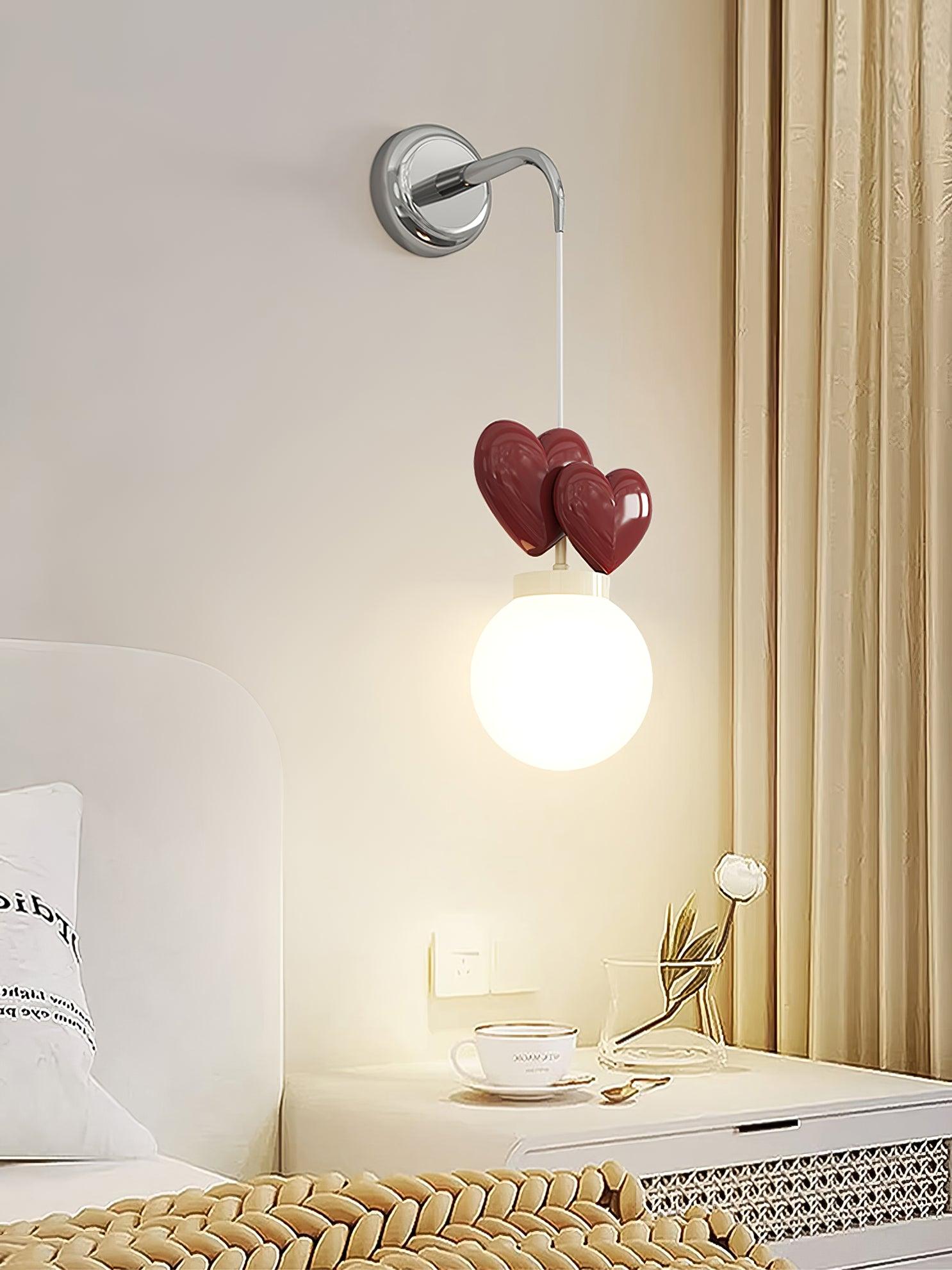 Wall Lamp Resin Heart Cluster Glass Globe Metal Mount Romantic - Neutralighting