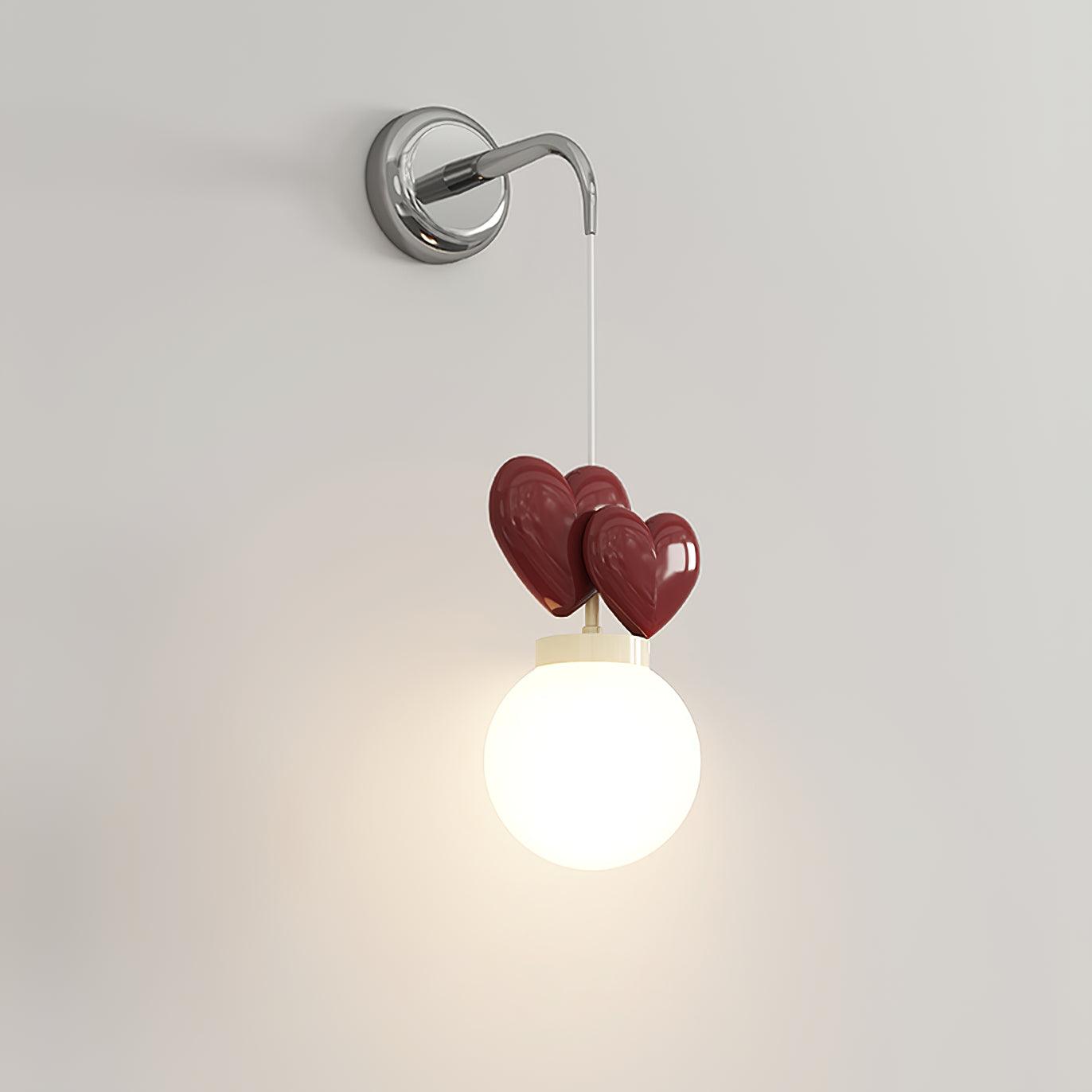 Wall Lamp Resin Heart Cluster Glass Globe Metal Mount Romantic - Neutralighting