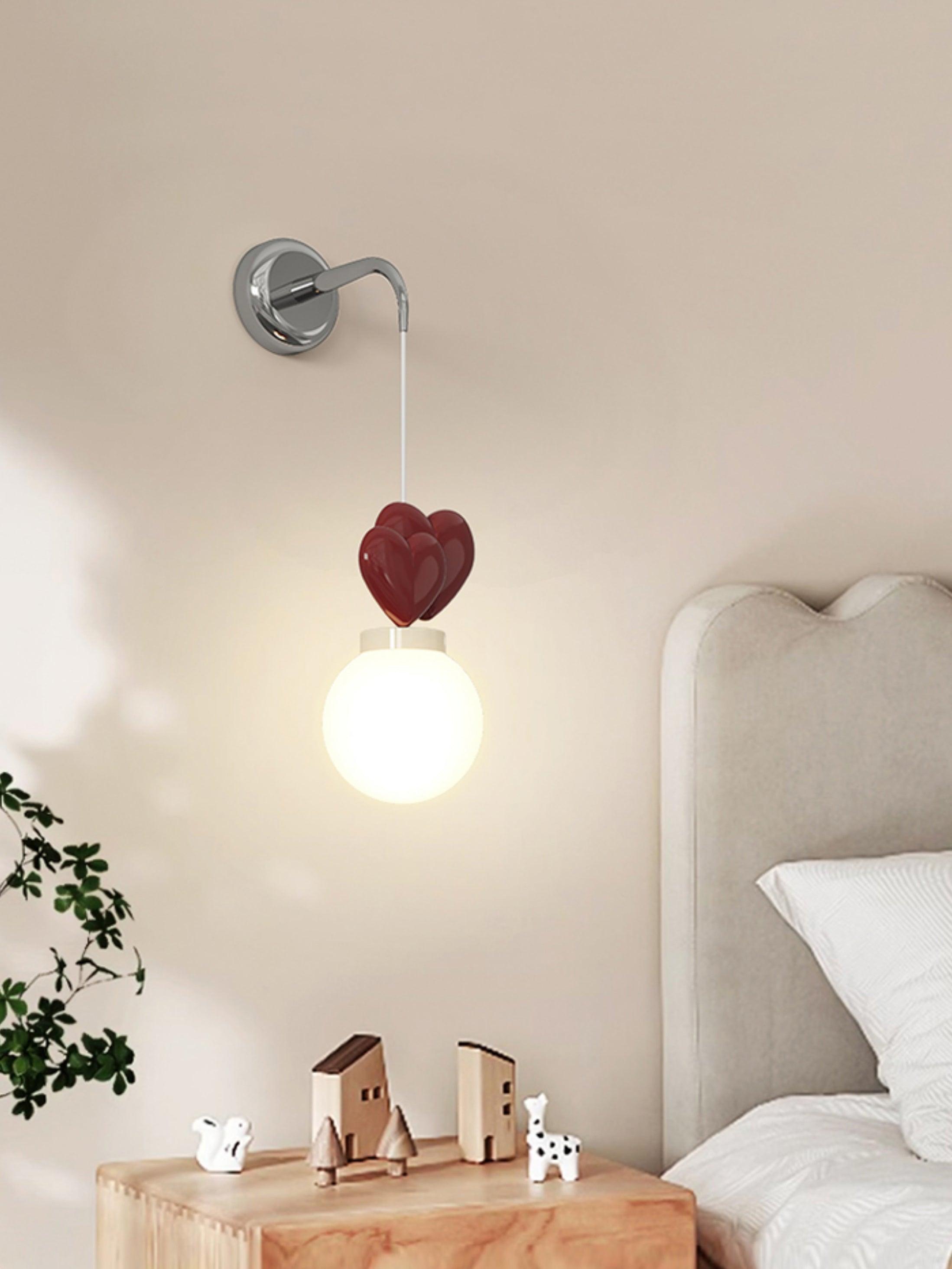 Wall Lamp Resin Heart Cluster Glass Globe Metal Mount Romantic - Neutralighting