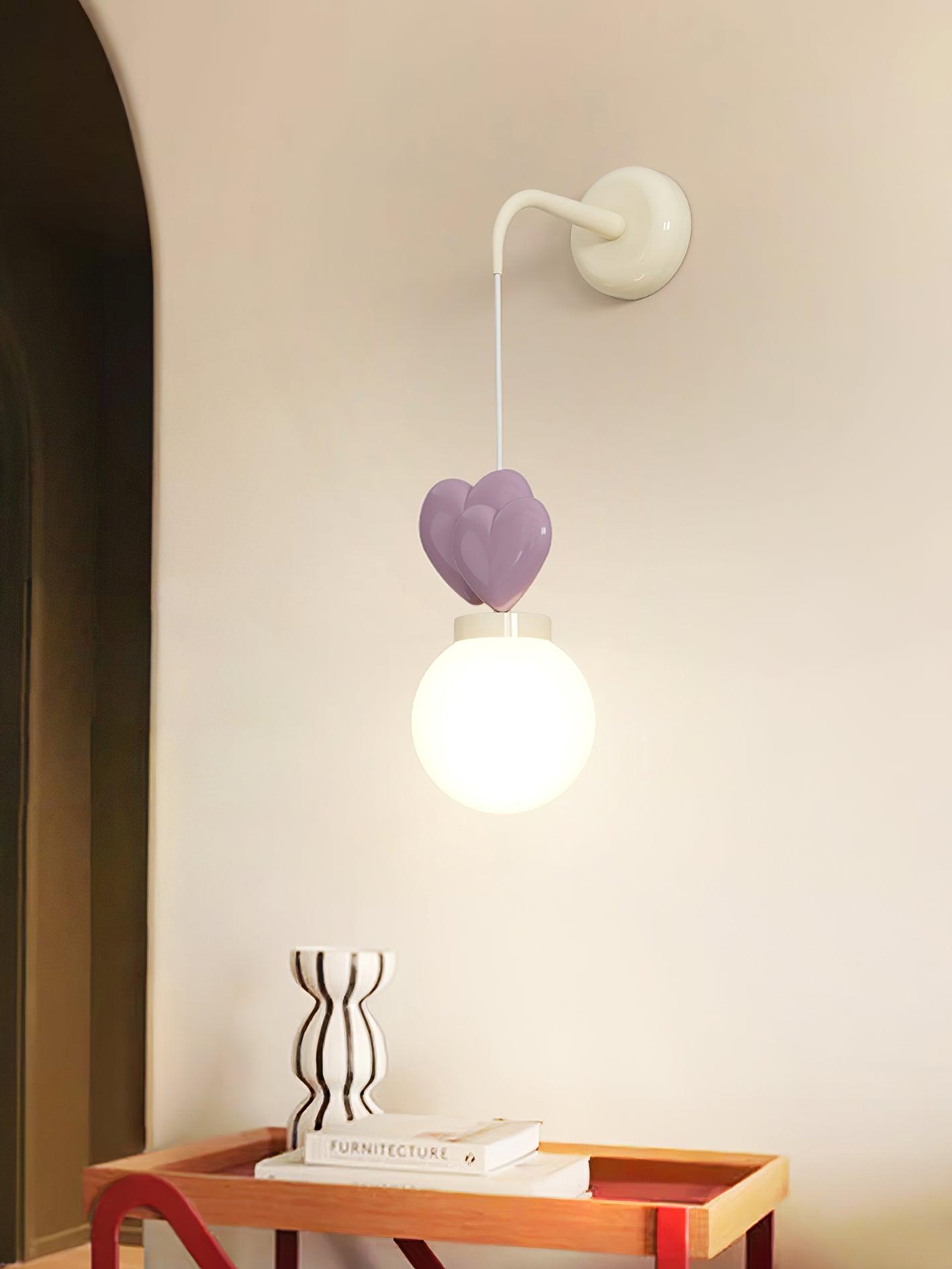 Wall Lamp Resin Heart Cluster Glass Globe Metal Mount Romantic - Neutralighting