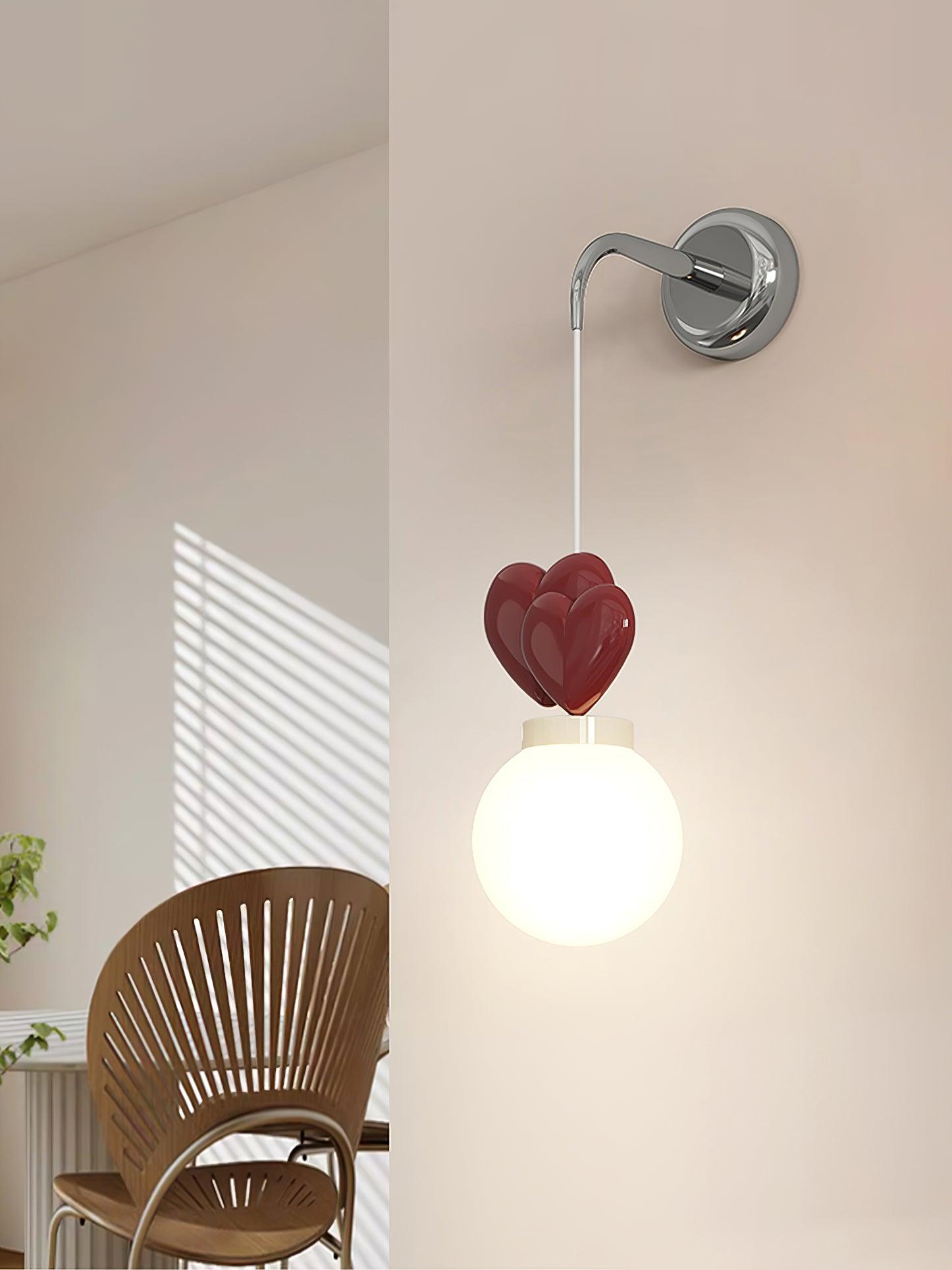 Wall Lamp Resin Heart Cluster Glass Globe Metal Mount Romantic - Neutralighting