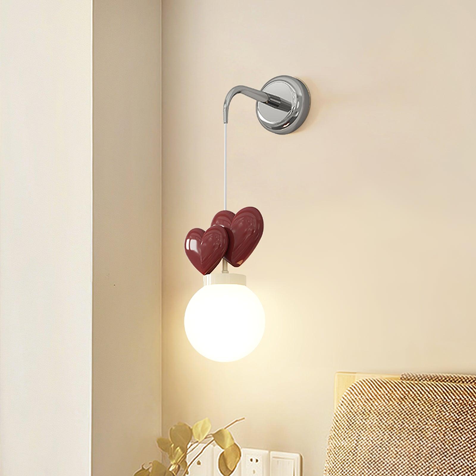 Wall Lamp Resin Heart Cluster Glass Globe Metal Mount Romantic - Neutralighting