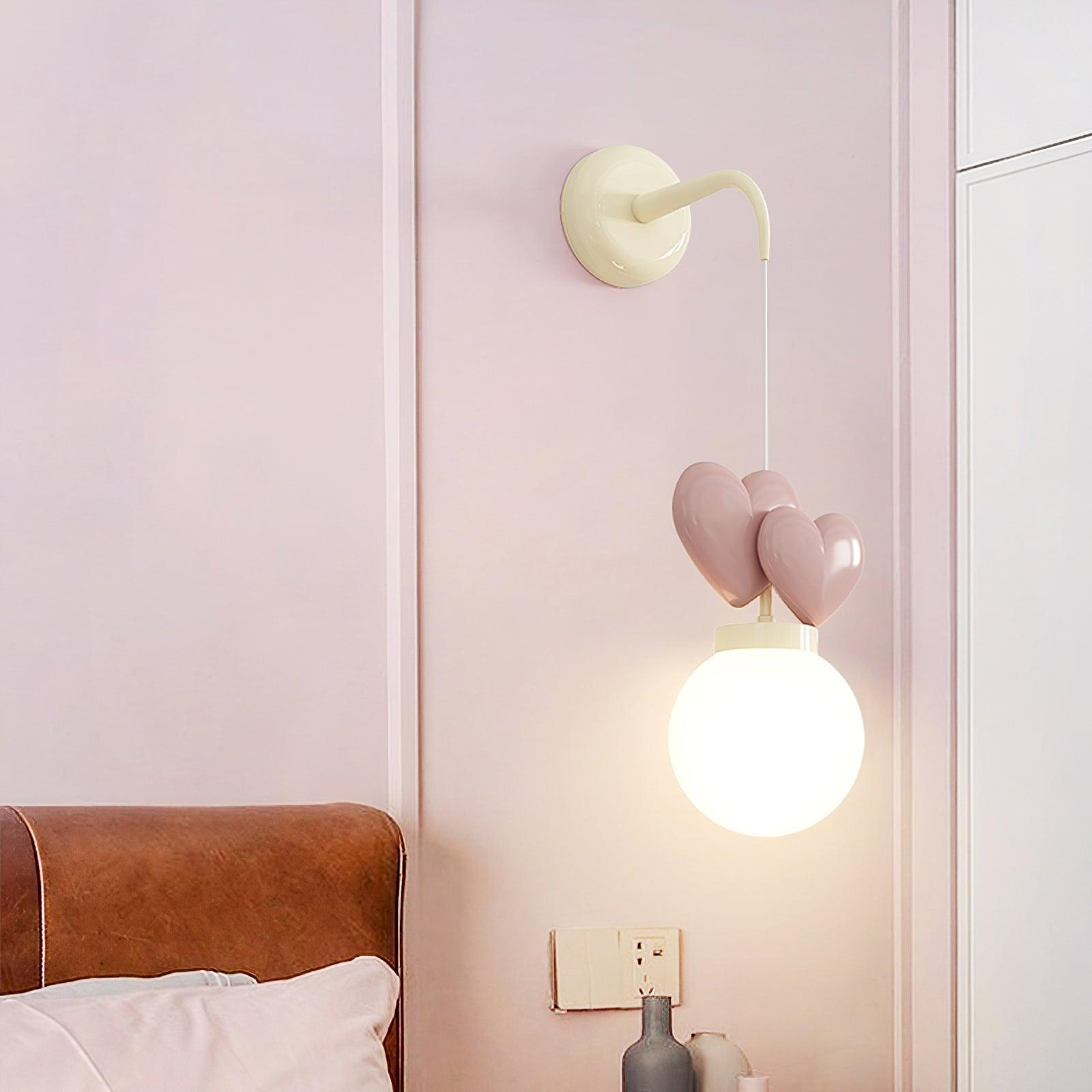 Wall Lamp Resin Heart Cluster Glass Globe Metal Mount Romantic - Neutralighting