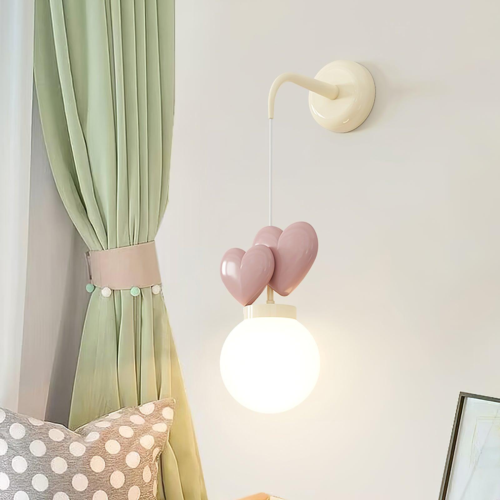 Wall Lamp Resin Heart Cluster Glass Globe Metal Mount Romantic - Neutralighting