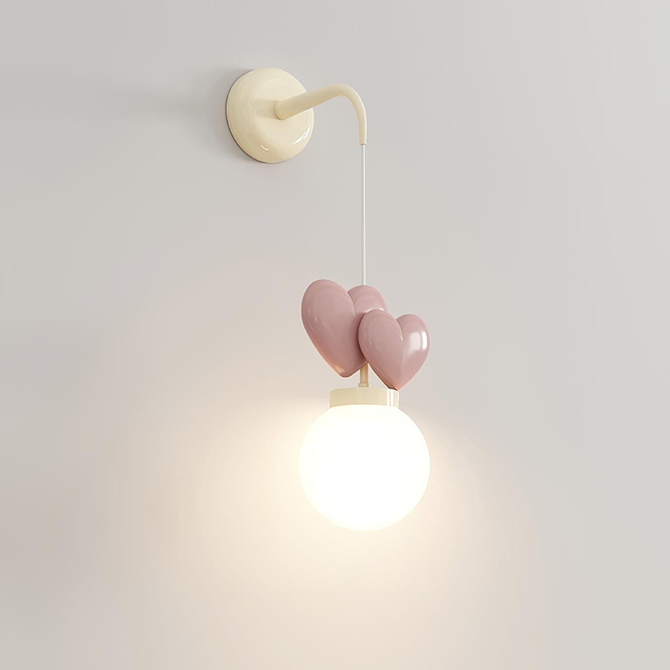 Wall Lamp Resin Heart Cluster Glass Globe Metal Mount Romantic - Neutralighting