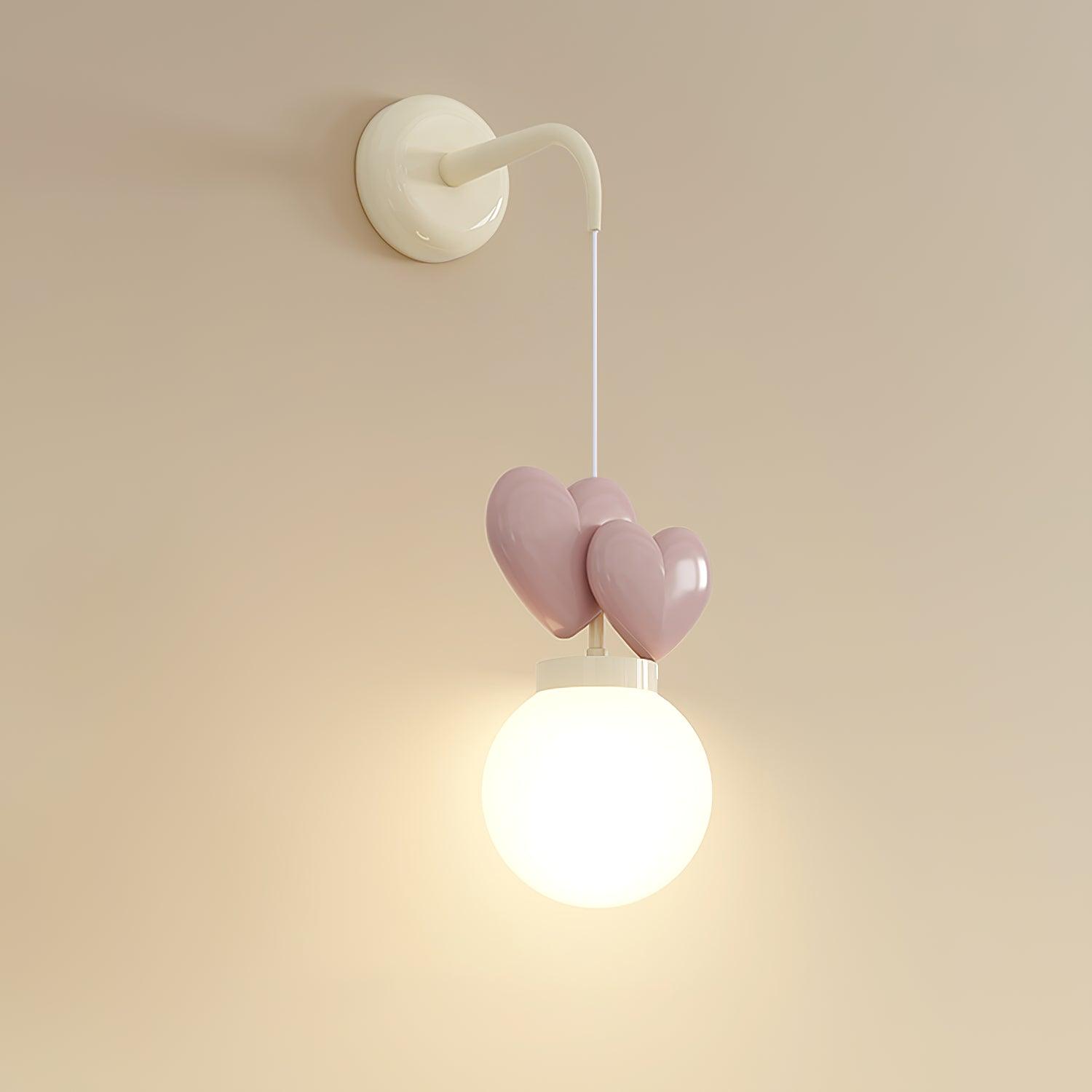 Wall Lamp Resin Heart Cluster Glass Globe Metal Mount Romantic - Neutralighting