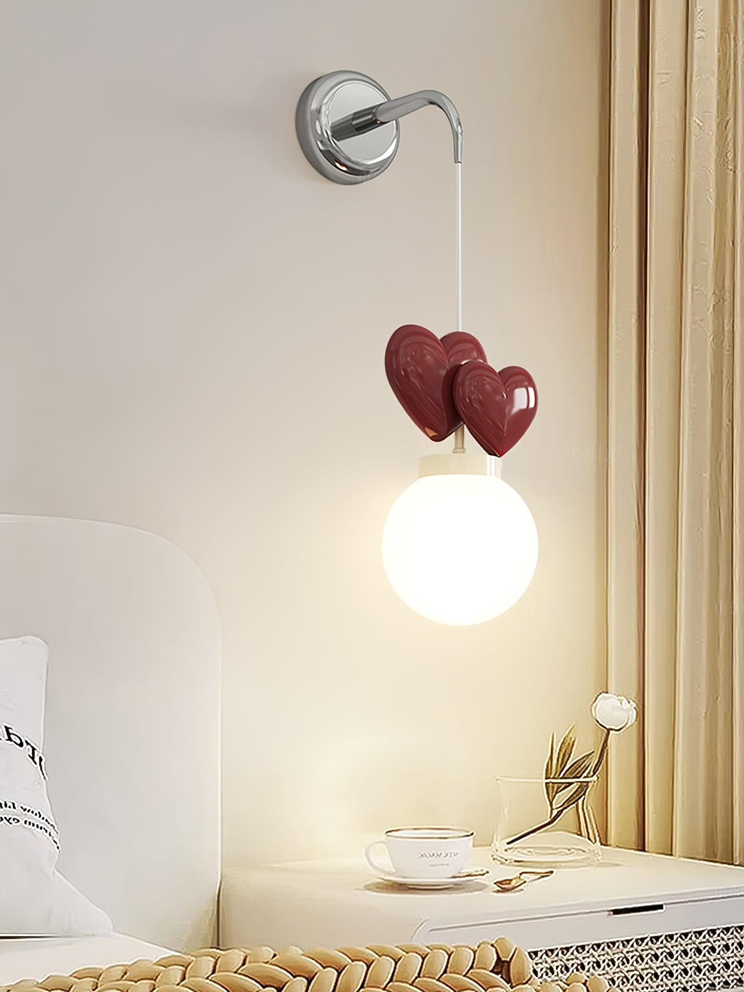 Wall Lamp Resin Heart Cluster Glass Globe Metal Mount Romantic - Neutralighting