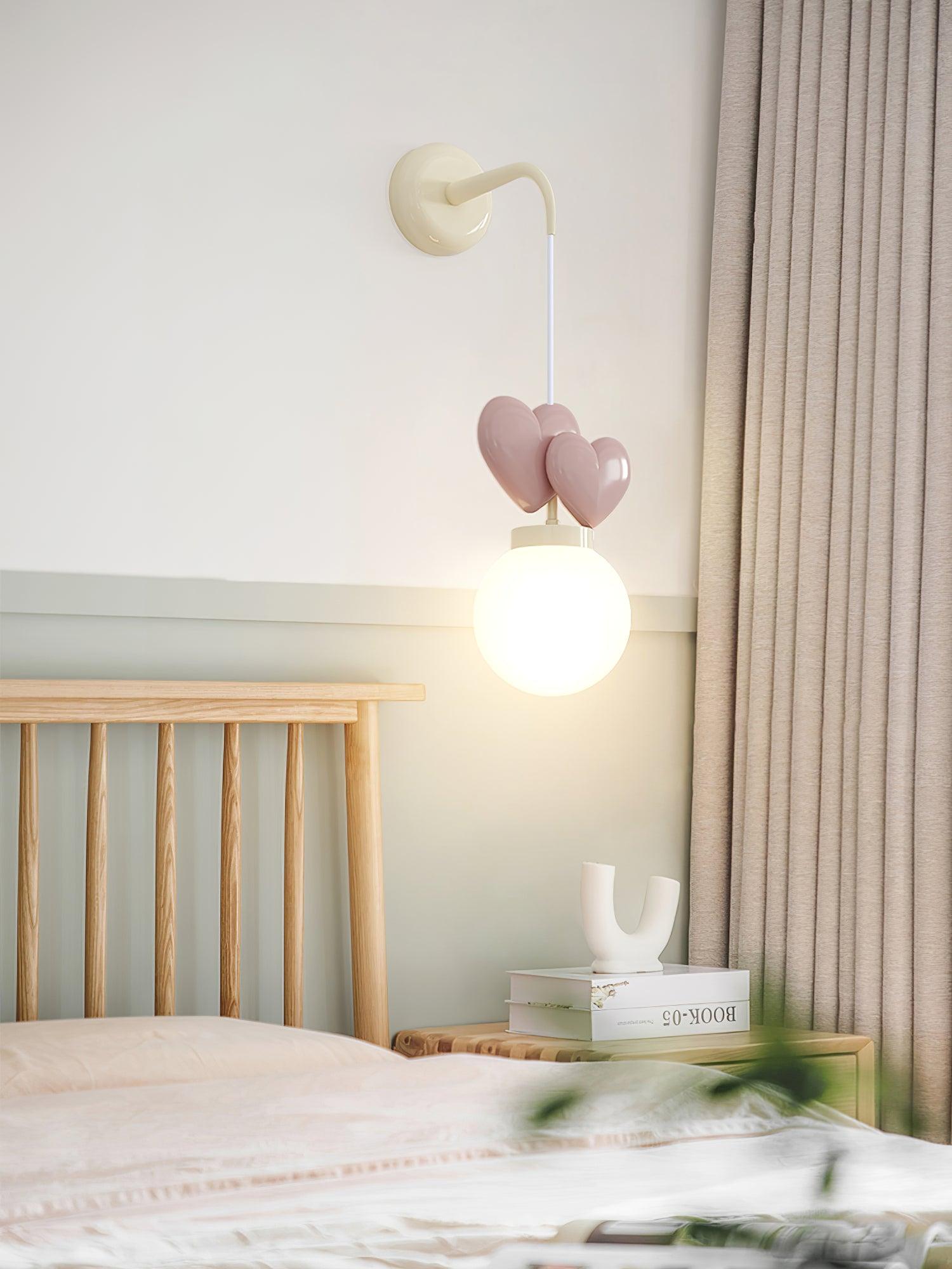 Wall Lamp Resin Heart Cluster Glass Globe Metal Mount Romantic - Neutralighting
