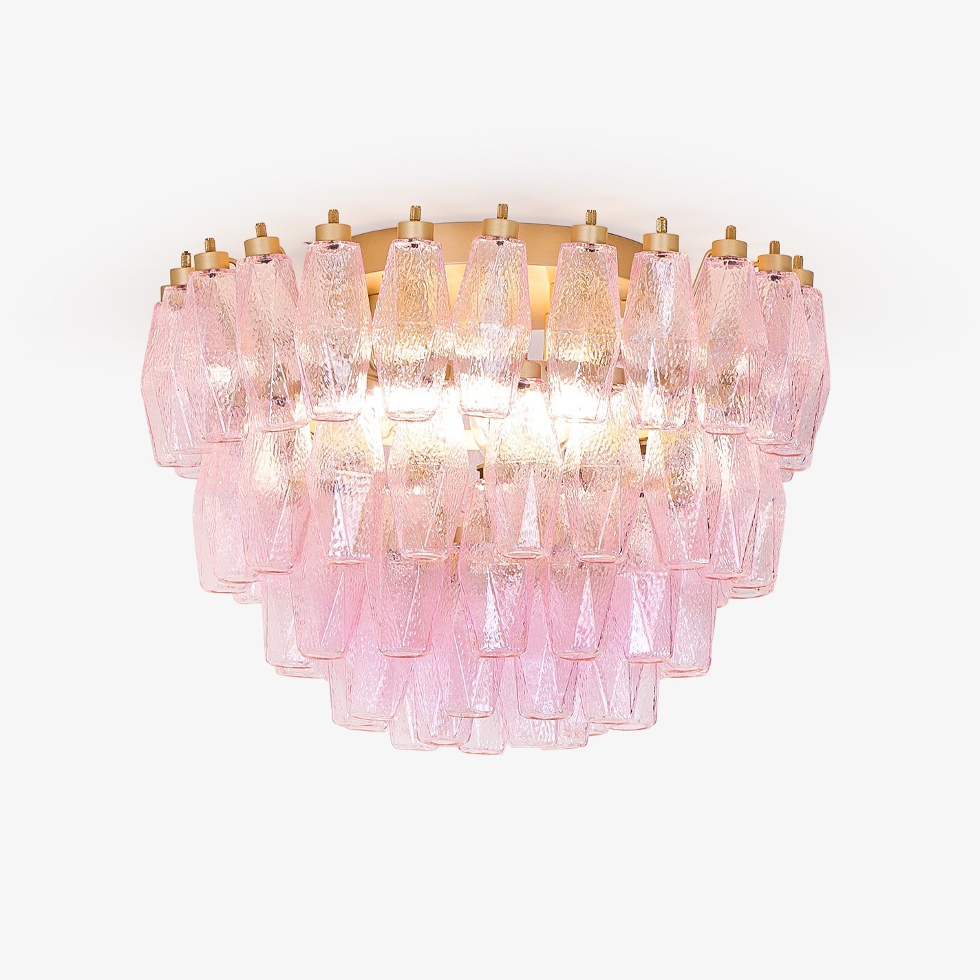 Aurora Ceiling Lamp Poliedri Pink Murano Glass Layered Flush Mount