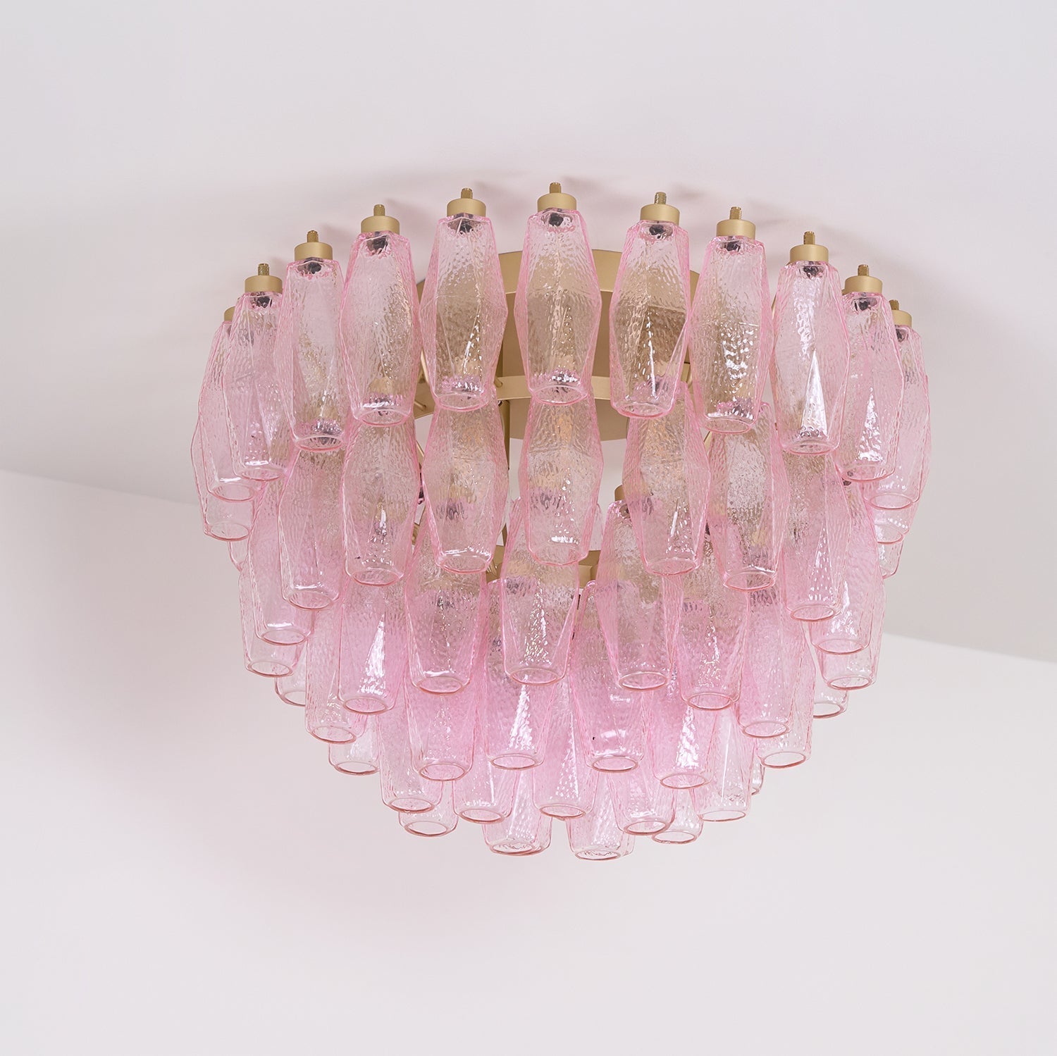 Aurora Ceiling Lamp Poliedri Pink Murano Glass Layered Flush Mount