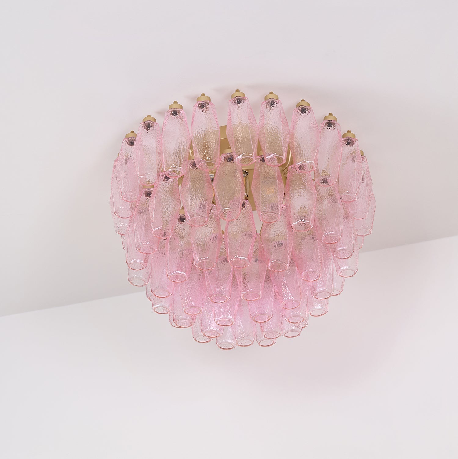 Aurora Ceiling Lamp Poliedri Pink Murano Glass Layered Flush Mount