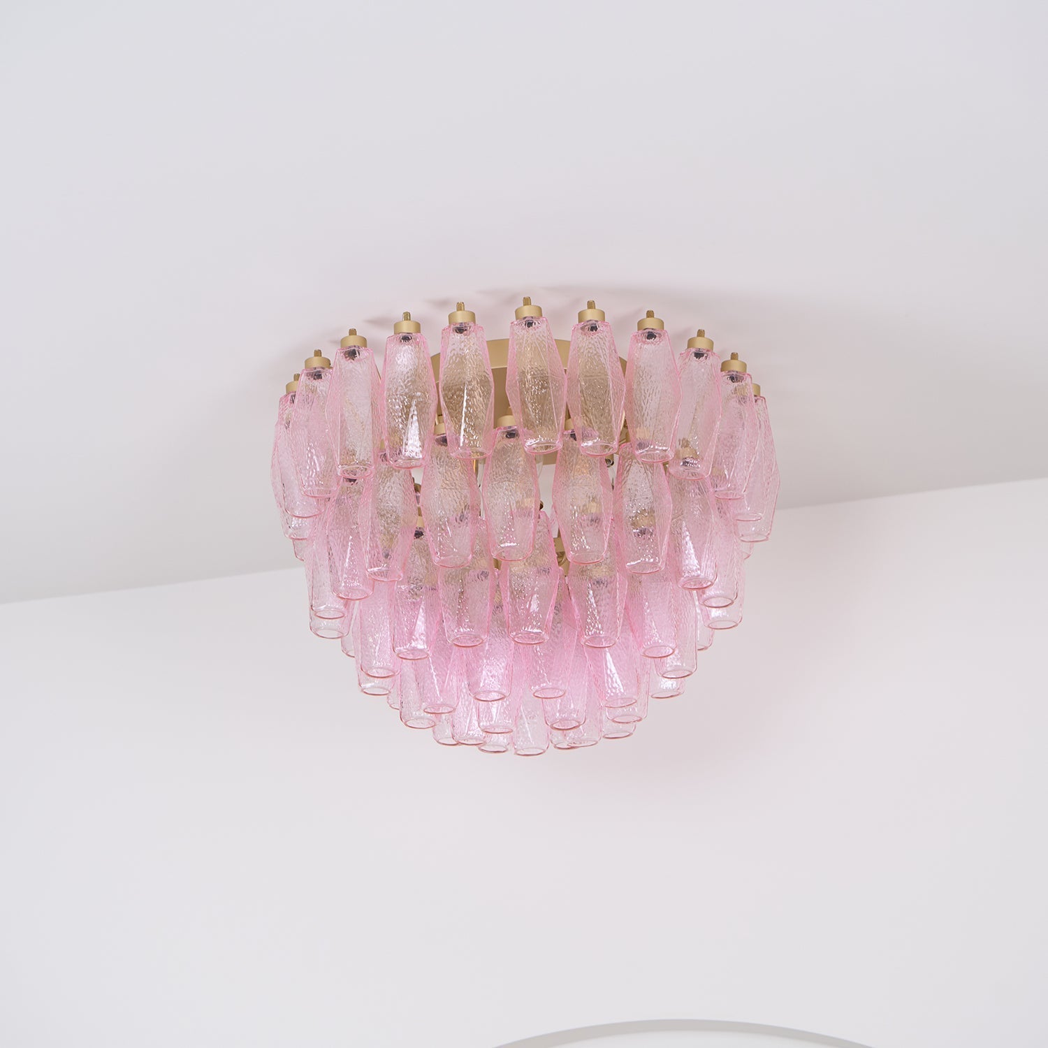 Aurora Ceiling Lamp Poliedri Pink Murano Glass Layered Flush Mount