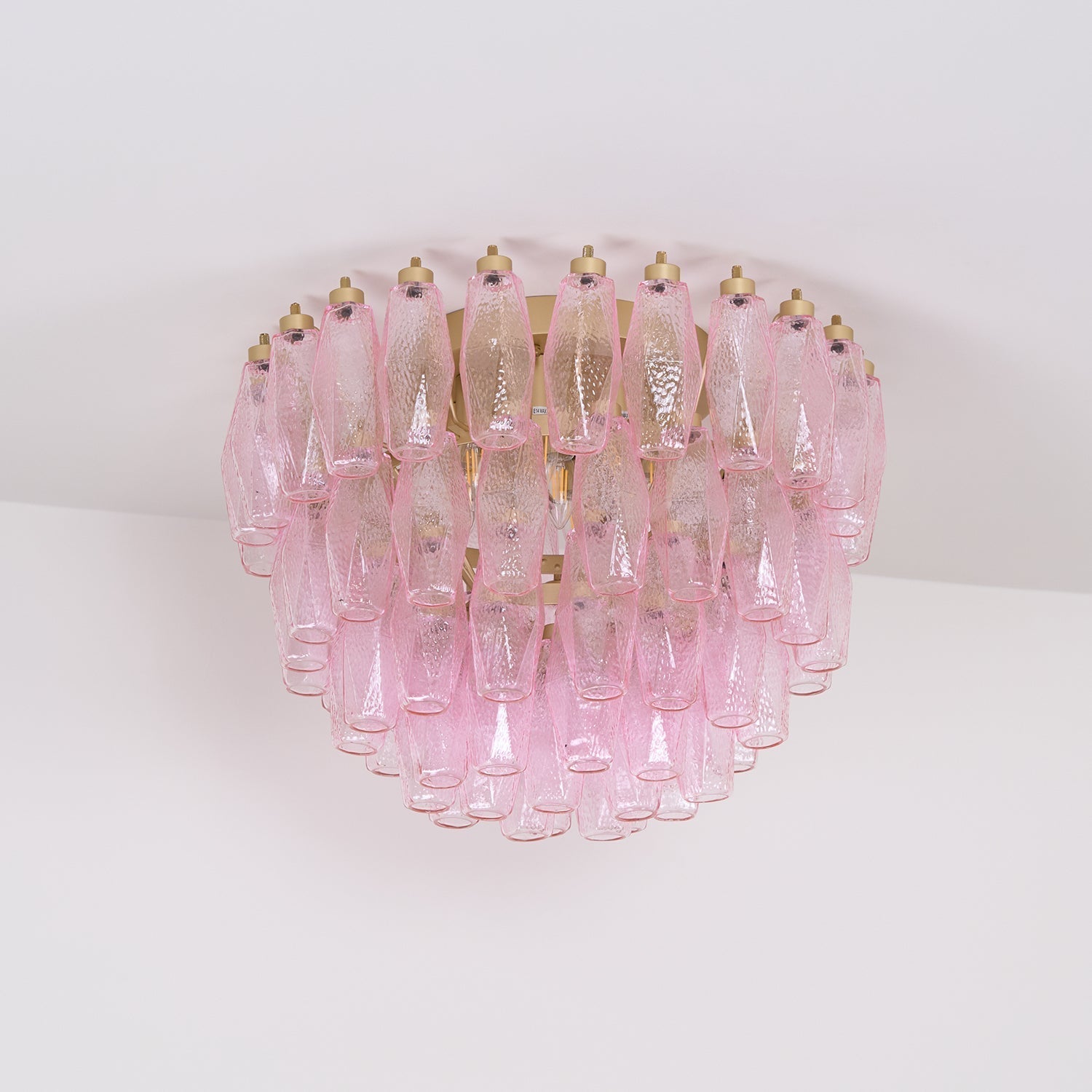 Aurora Ceiling Lamp Poliedri Pink Murano Glass Layered Flush Mount