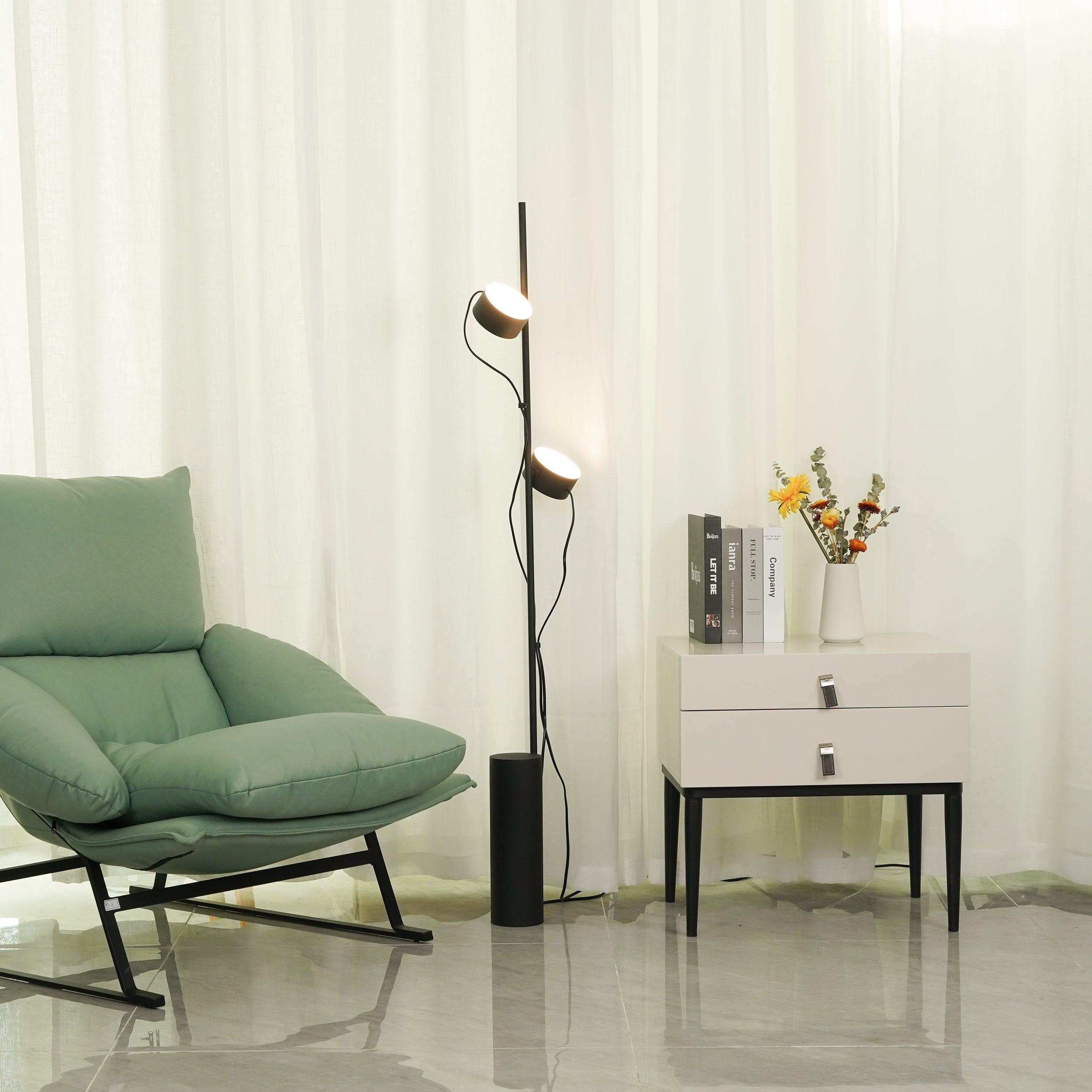 Avi Floor Lamp Cylindrical/Linear Modern, Metal, Black, Bedroom - Neutralighting