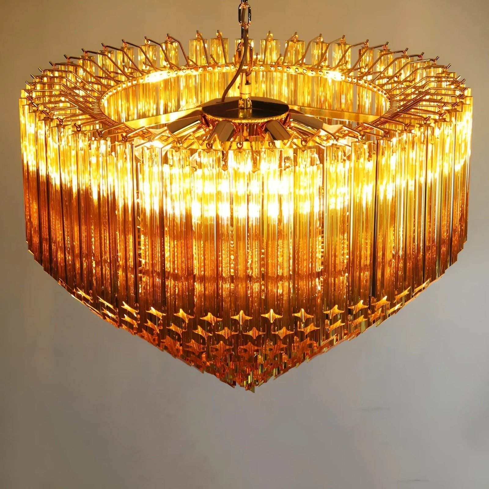 Aurora Chandelier Amber Murano Glass Prism Grand Art