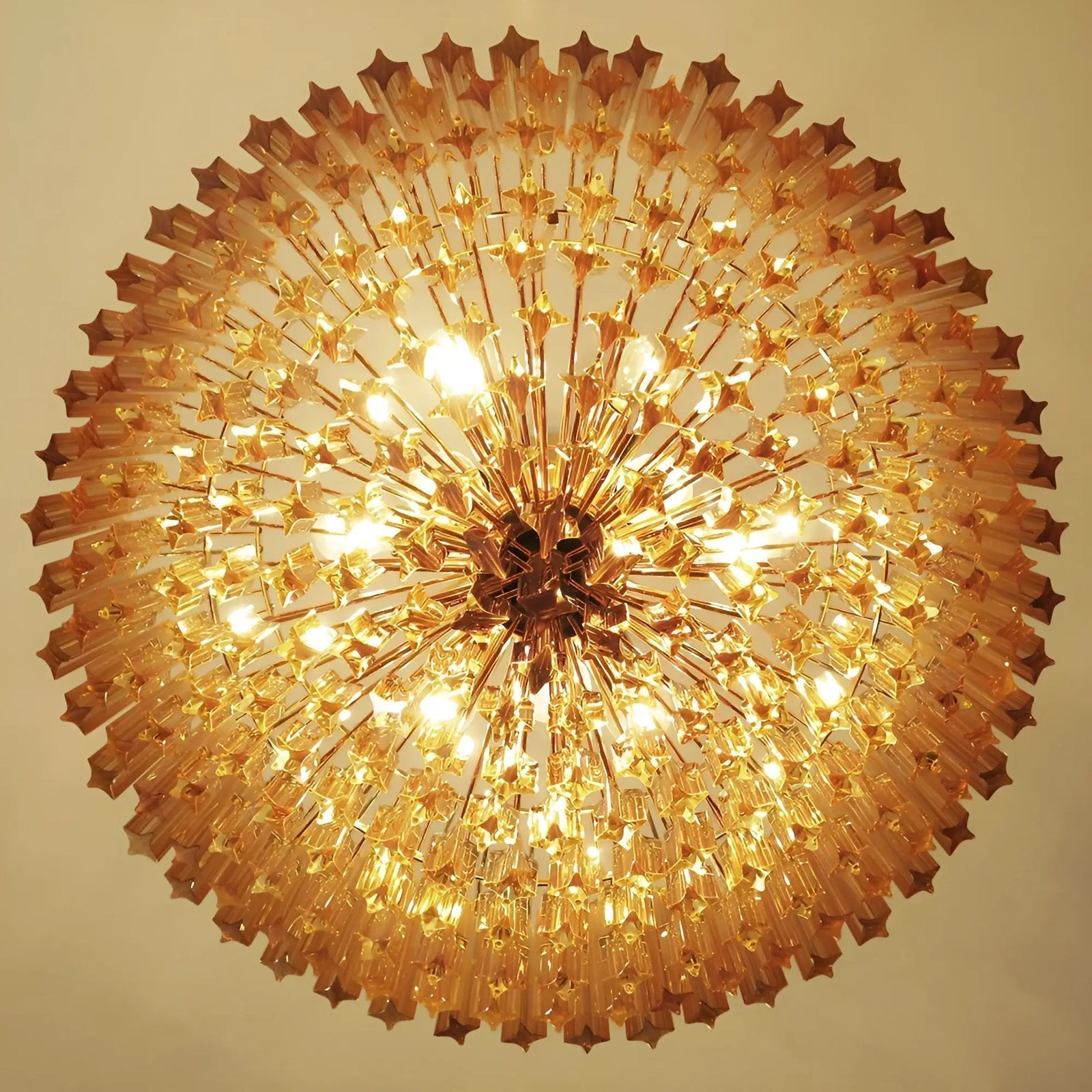 Aurora Chandelier Amber Murano Glass Prism Grand Art