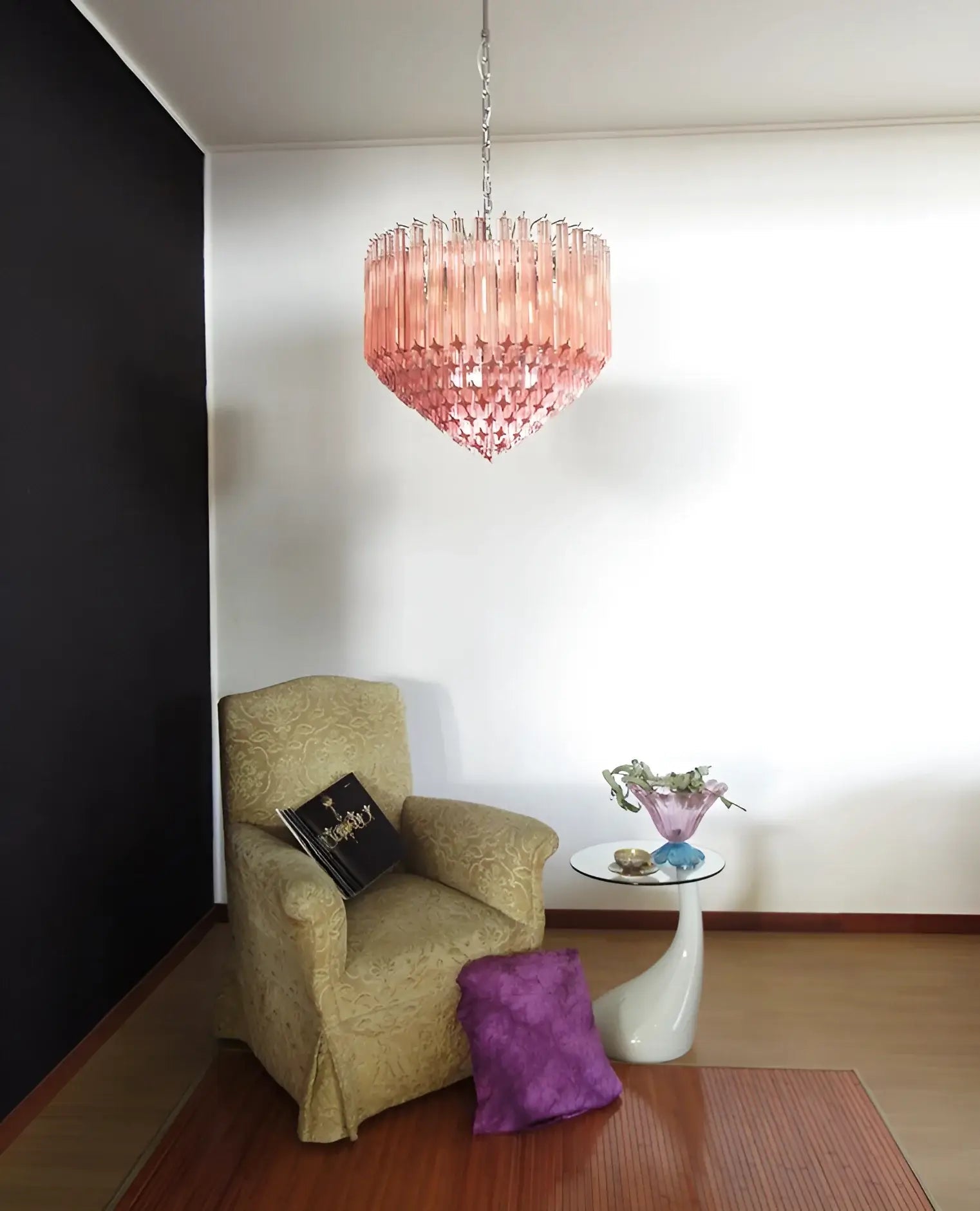 Aurora Chandelier Pink Glass Prisms Geometric - Neutralighting